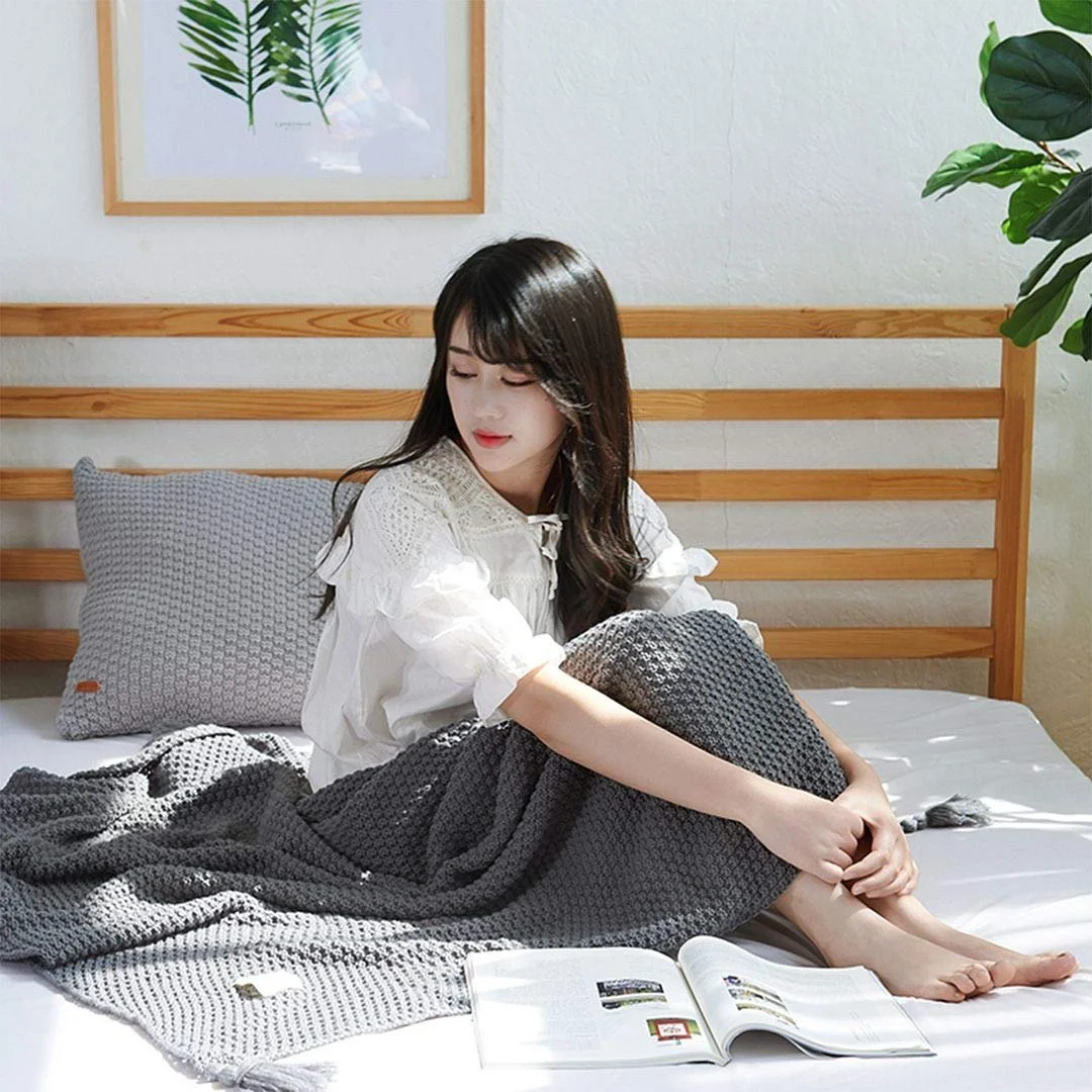 Вязаное одеяло AUSTINCIAGA Плед для дивана Кровать Скатерть Покрывало на кровать Скандинавское теплое мягкое бахрома Ручная работа Пляж Пикник Все сезоны Серый, 70x100 см, фото №7 Вязаное одеяло AUSTINCIAGA Плед для дивана Кровать Скатерть Покрывало на кровать Скандинавское теплое мягкое бахрома Ручная работа Пляж Пикник Все сезоны Серый, 70x100 см, фото №7