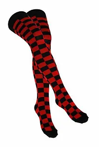 Гольфы выше колена Черный и красный в клетку - Фото 1