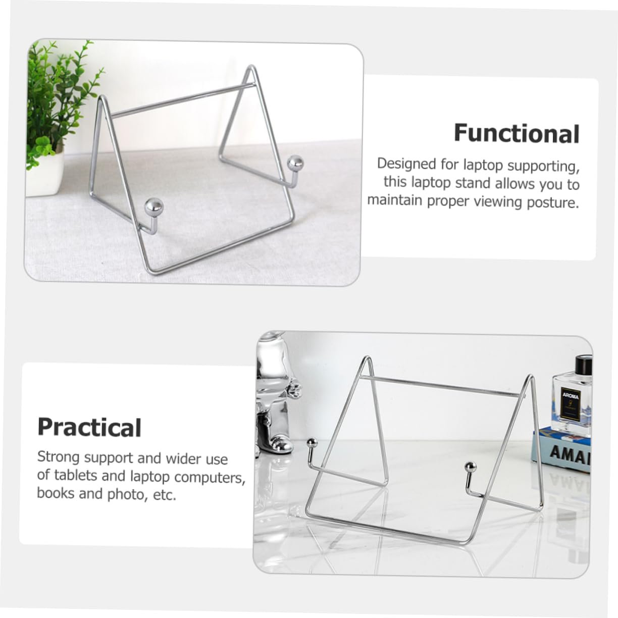 Подставка для ноутбука Треугольная конструкция Нескользящая и охлаждающая - 2 шт. в упаковке, фото №3