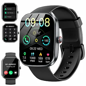 Смарт-часы 1.91 Inch HD с Bluetooth-звонками, с 110+ спортивными режимами, монитор сердечного ритма SpO2, монитор сна, шагомер, IP68 водонепроницаемые для Android iOS - Фото 1