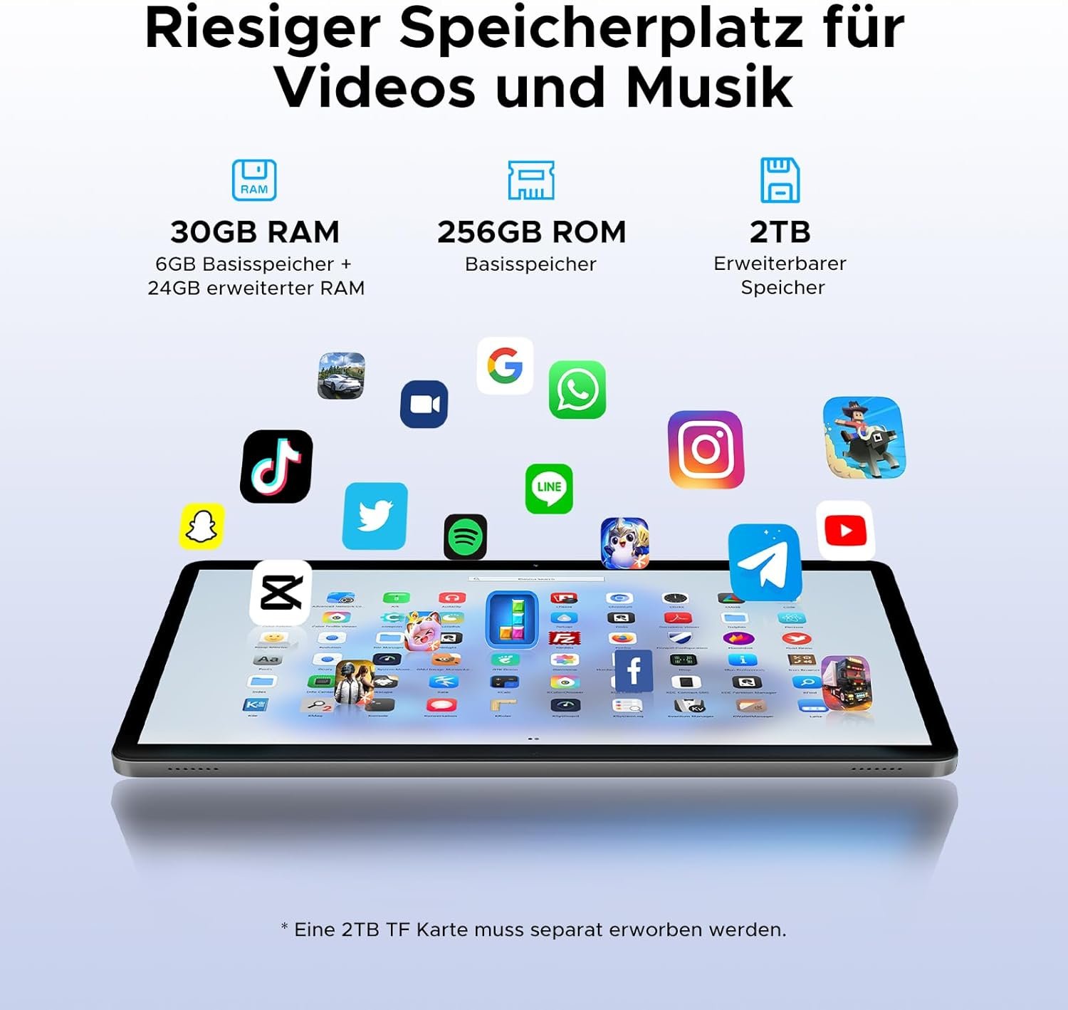 Планшет 11" Full HD DOOGEE Tab G6 (6+24)/256ГБ 4G 2 SIM Android 15 8000 mAh Черный-голубой, фото №5