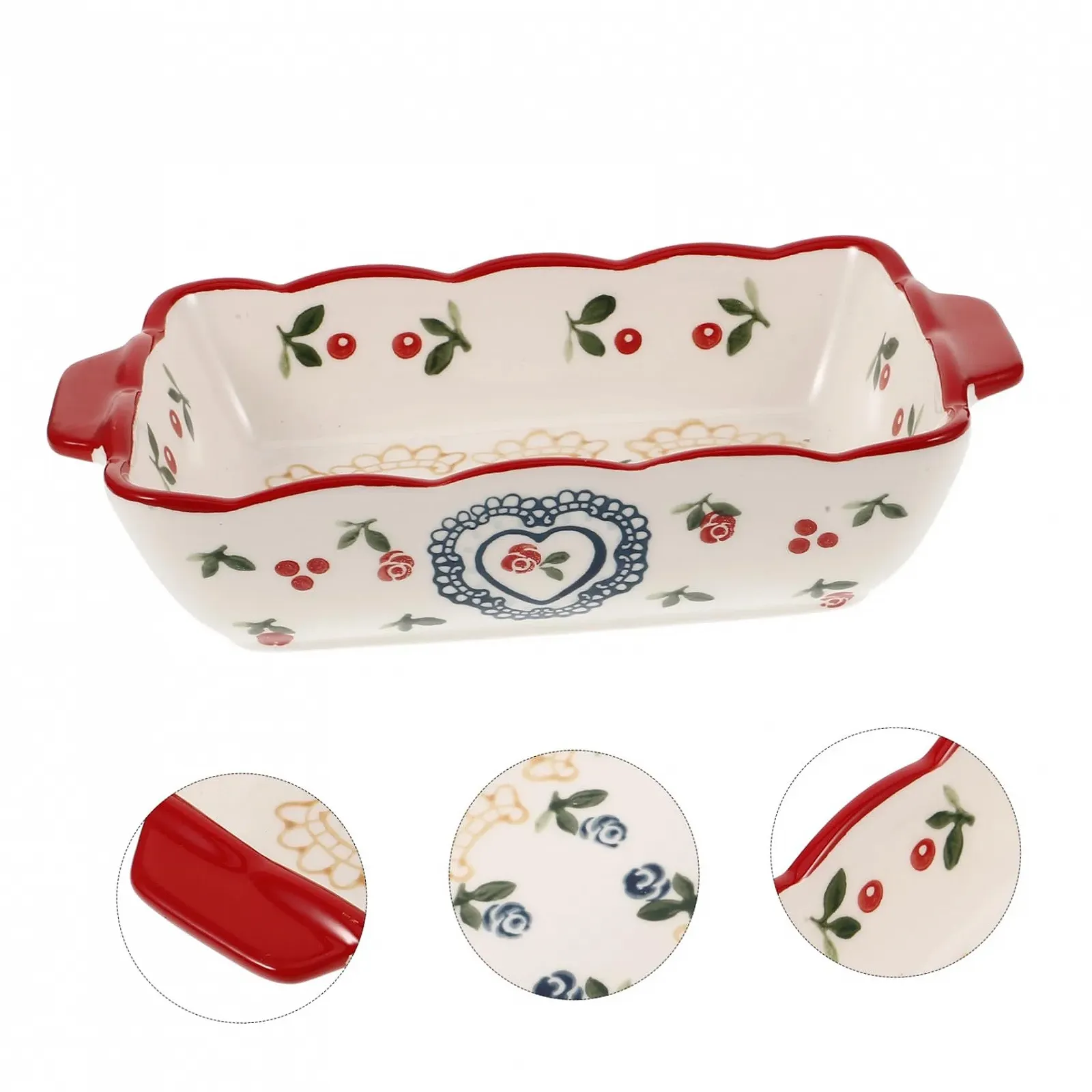 Форма для запекания керамическая прямоугольная с ручками, фото №6