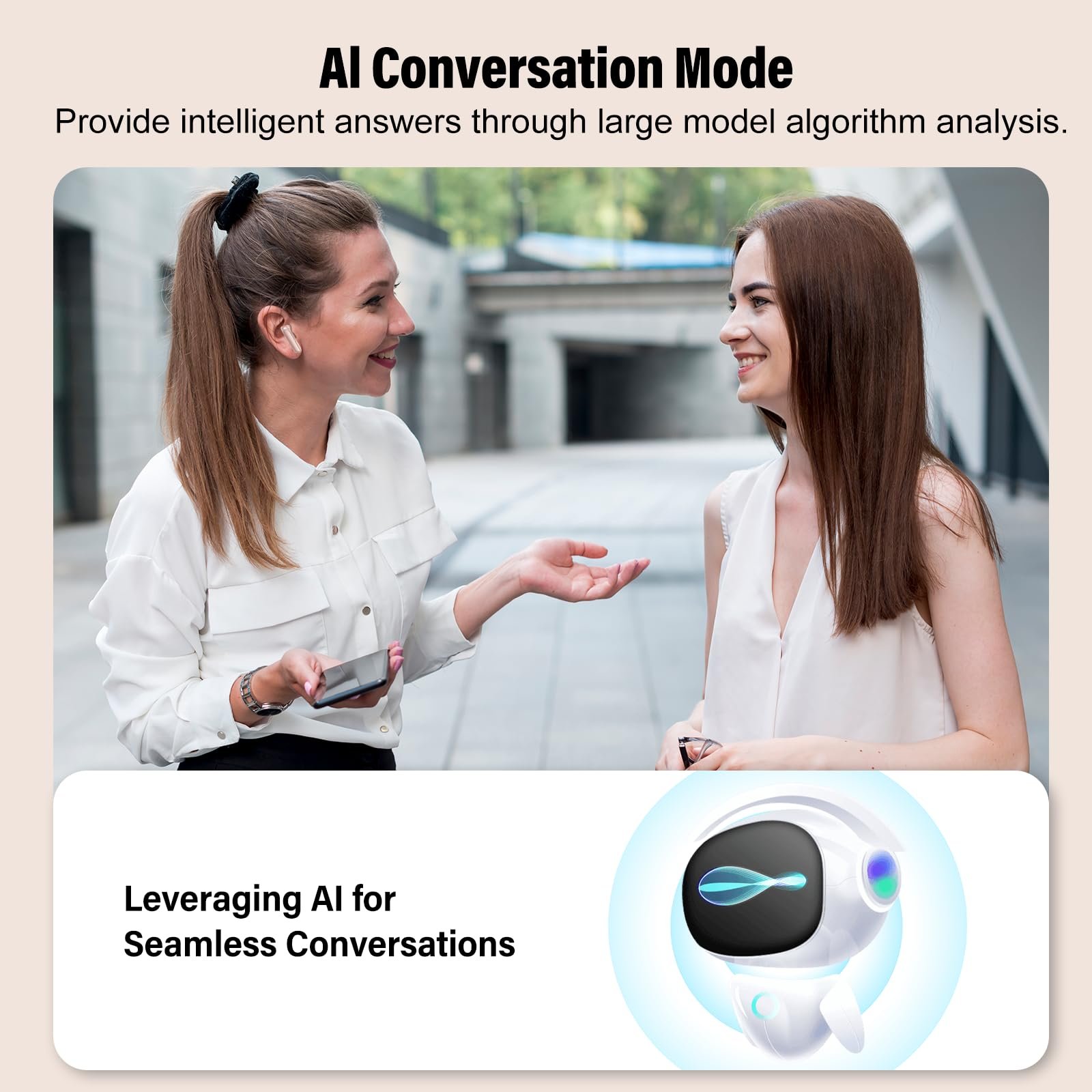 Навушники-перекладачі AI, 3-в-1 для перекладу голосу 164 мовами з додатком, 5 режимів, фото №4