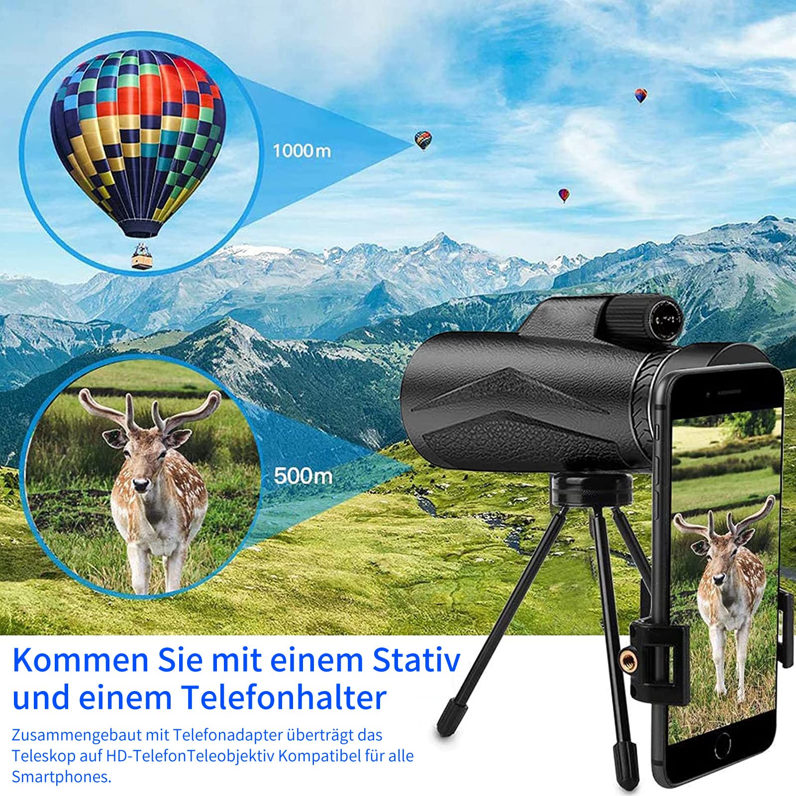 Монокулярный телескоп Super Telephoto Zoom 4K 10-300 x 40 mm Черный, фото №5