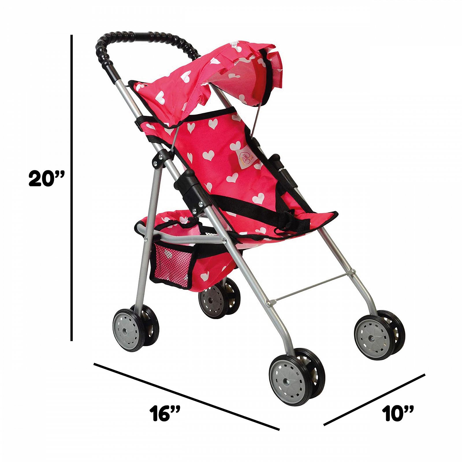 Коляска The New York Doll Collection First Doll Twin Buggy Серцева Декорація Рожева, фото №5