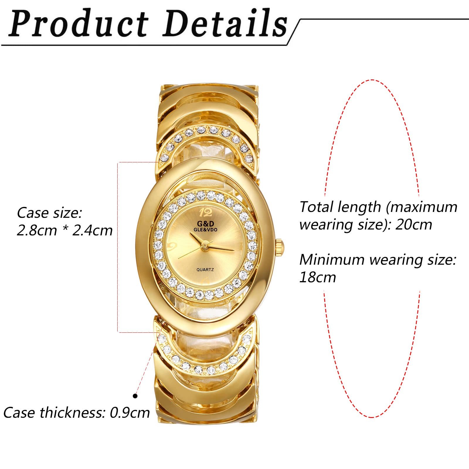 Часы Женские JewelryWe Кварцевый Аналоговый Золотой/Серебряный, фото №3