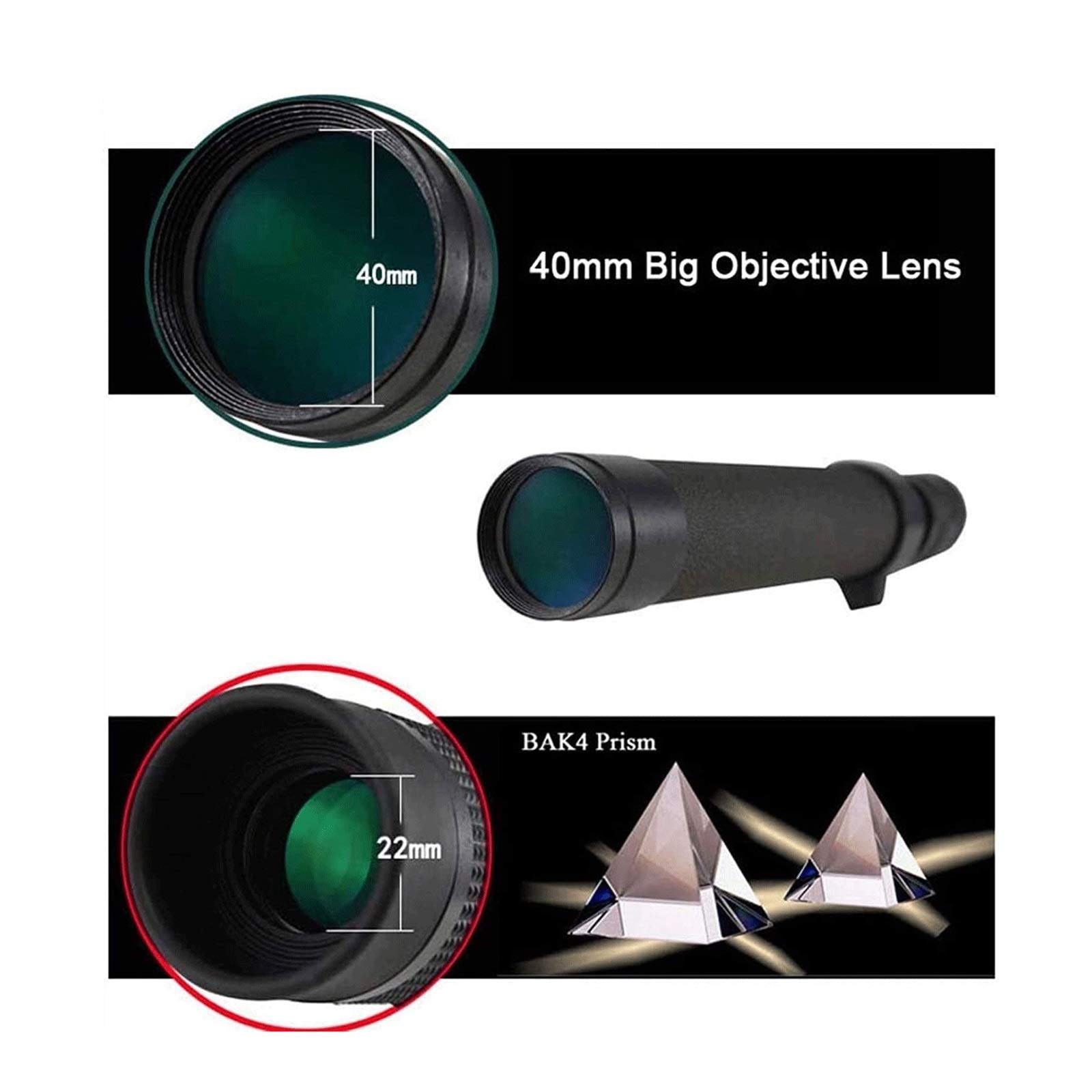 Монокуляр QHYTL Телескоп Портативний Зум Компактний Призма BAK4 Лінза FMC, фото №5