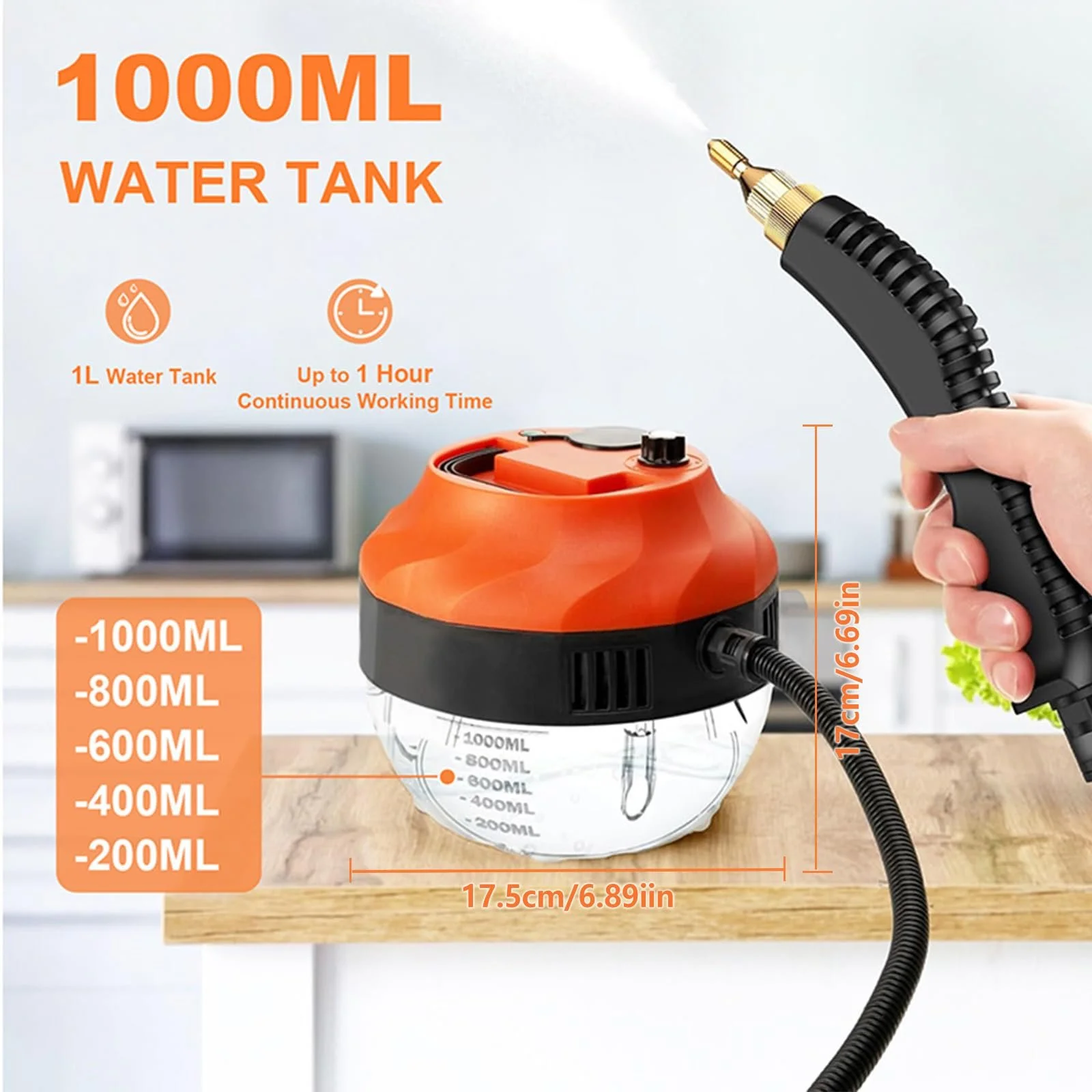 Ручний пароочисник 3800W 1000 мл 6 рівнів, фото №2 Ручний пароочисник 3800W 1000 мл 6 рівнів, фото №2