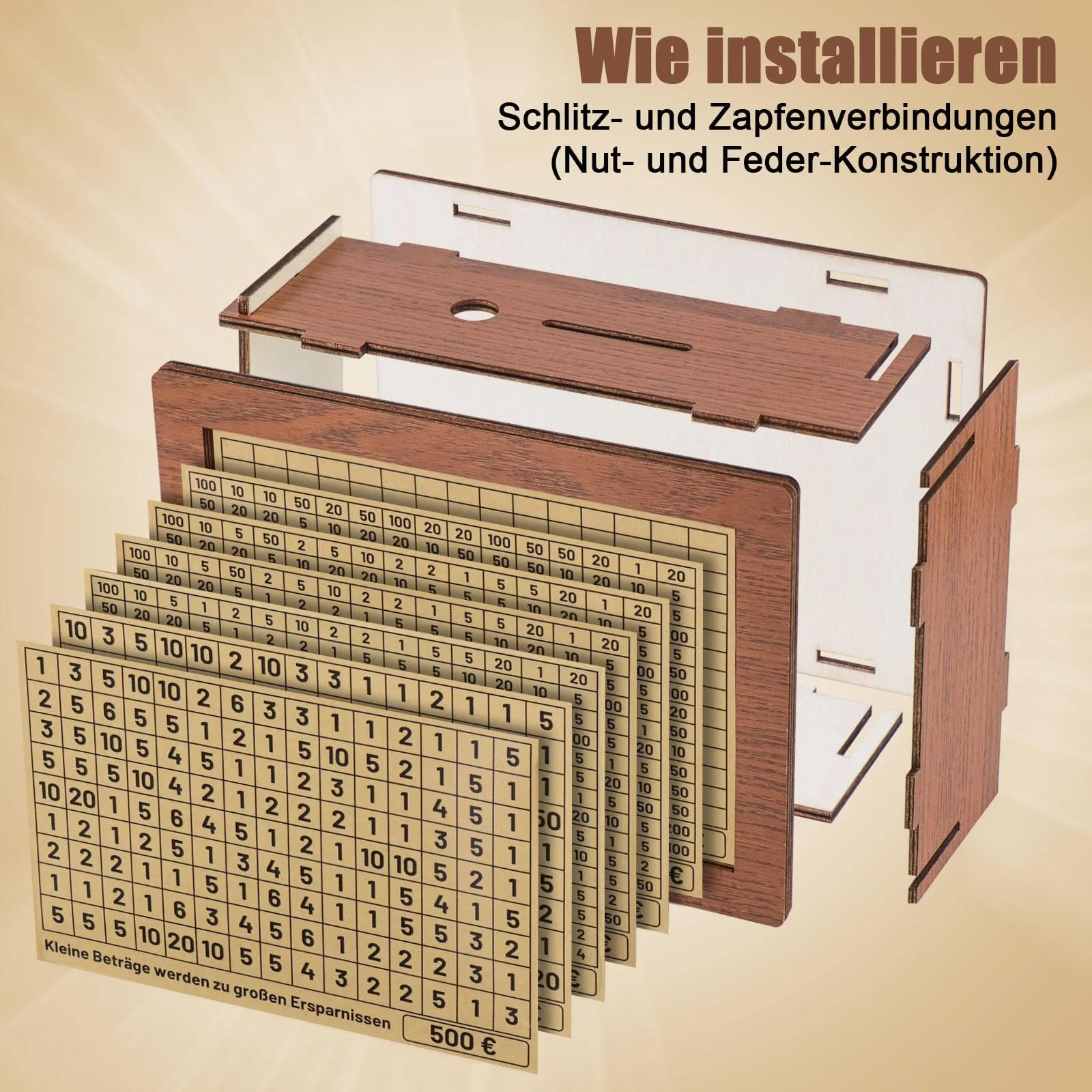 Дерев'яна скарбничка Kkluno з лічильником та позначками, для дорослих та дітей, для дому та офісу, фото №8