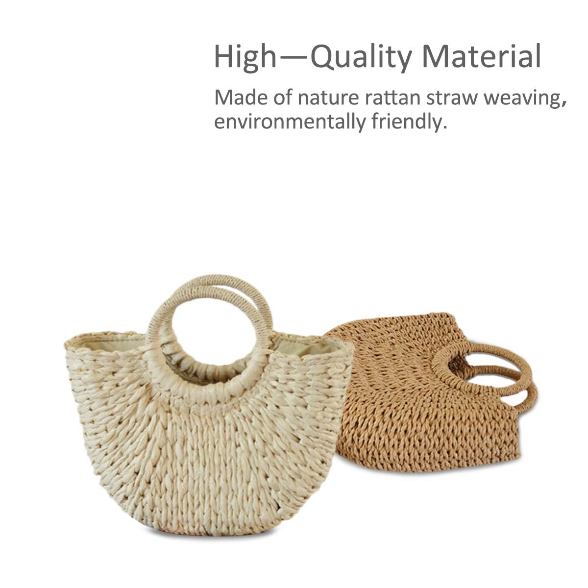 Сумка жіноча Nicole & Doris Солом'яна Літня Пляжна Сумка Плетена з ротангу, фото №3