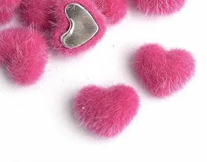 Сердечко пушистое 19х17 мм насыщенно-розовое - Фото 1