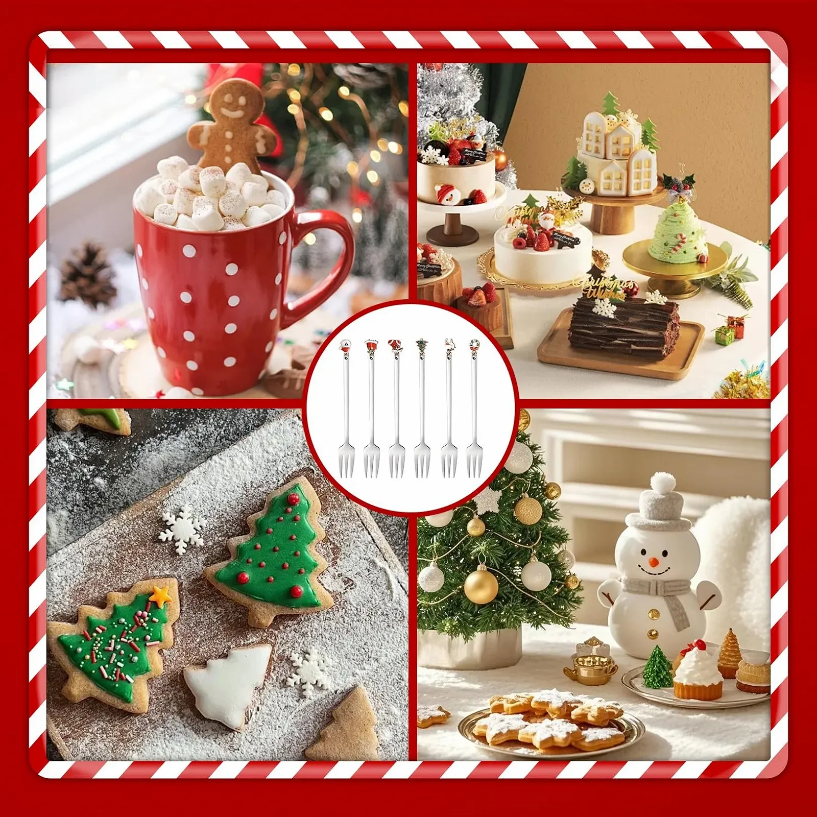 Різдвяні виделки 6 шт Срібні, фото №6