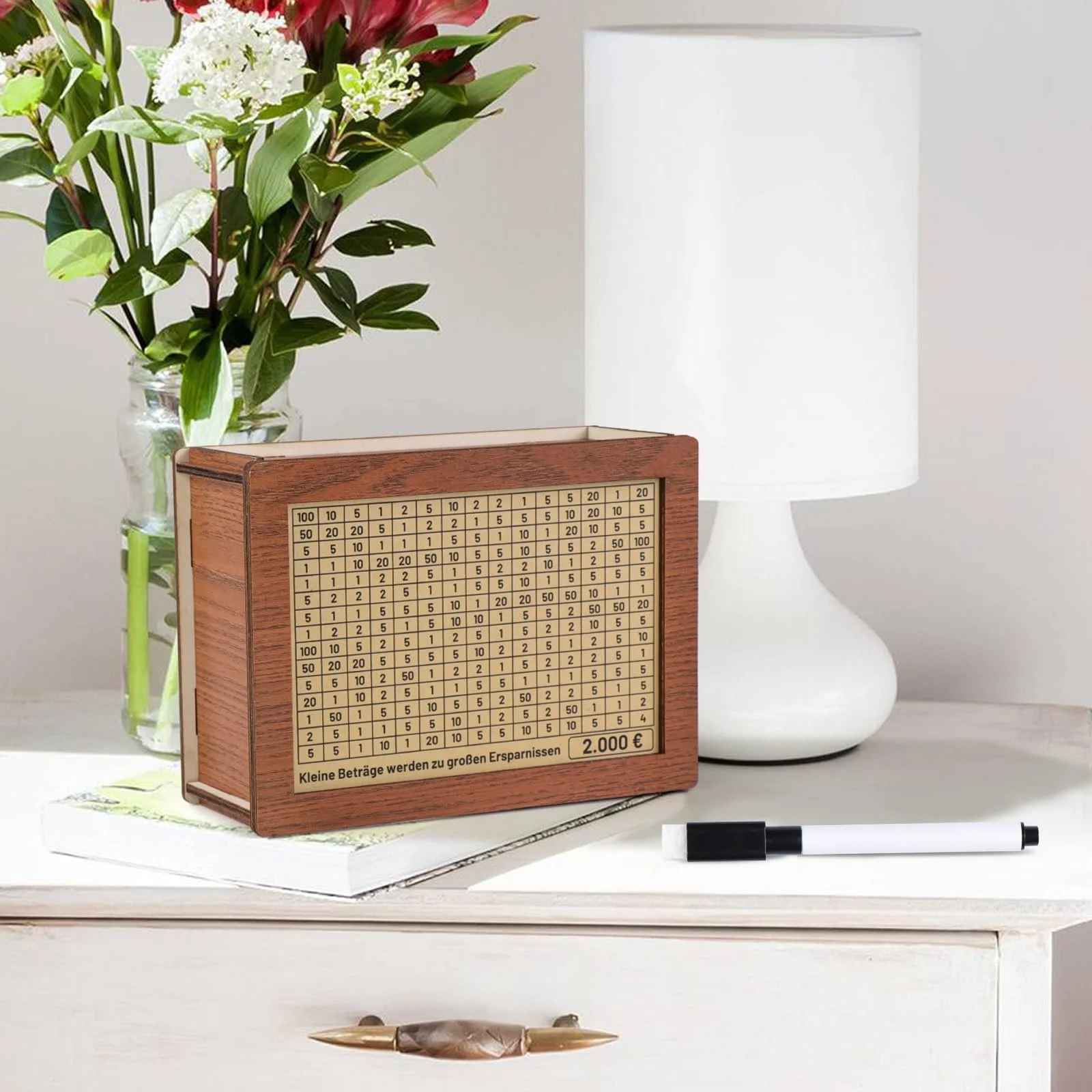 Дерев'яна скарбничка Kkluno з лічильником та позначками, для дорослих та дітей, для дому та офісу, фото №5