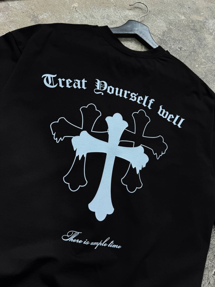 Комплект з двох футболок оверсайз чорна та біла Creat dourself mell RD394/RD395, фото №4