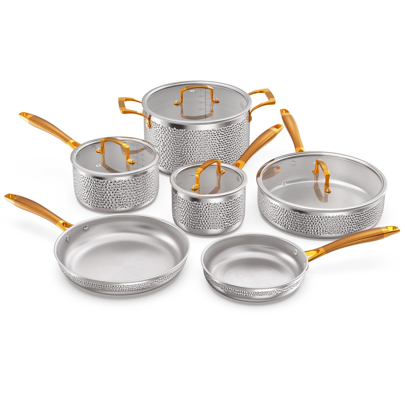 Набір Homaz life Stainless Steel Pots and Pans Set Три-шаровий Скляні кришки, фото №1