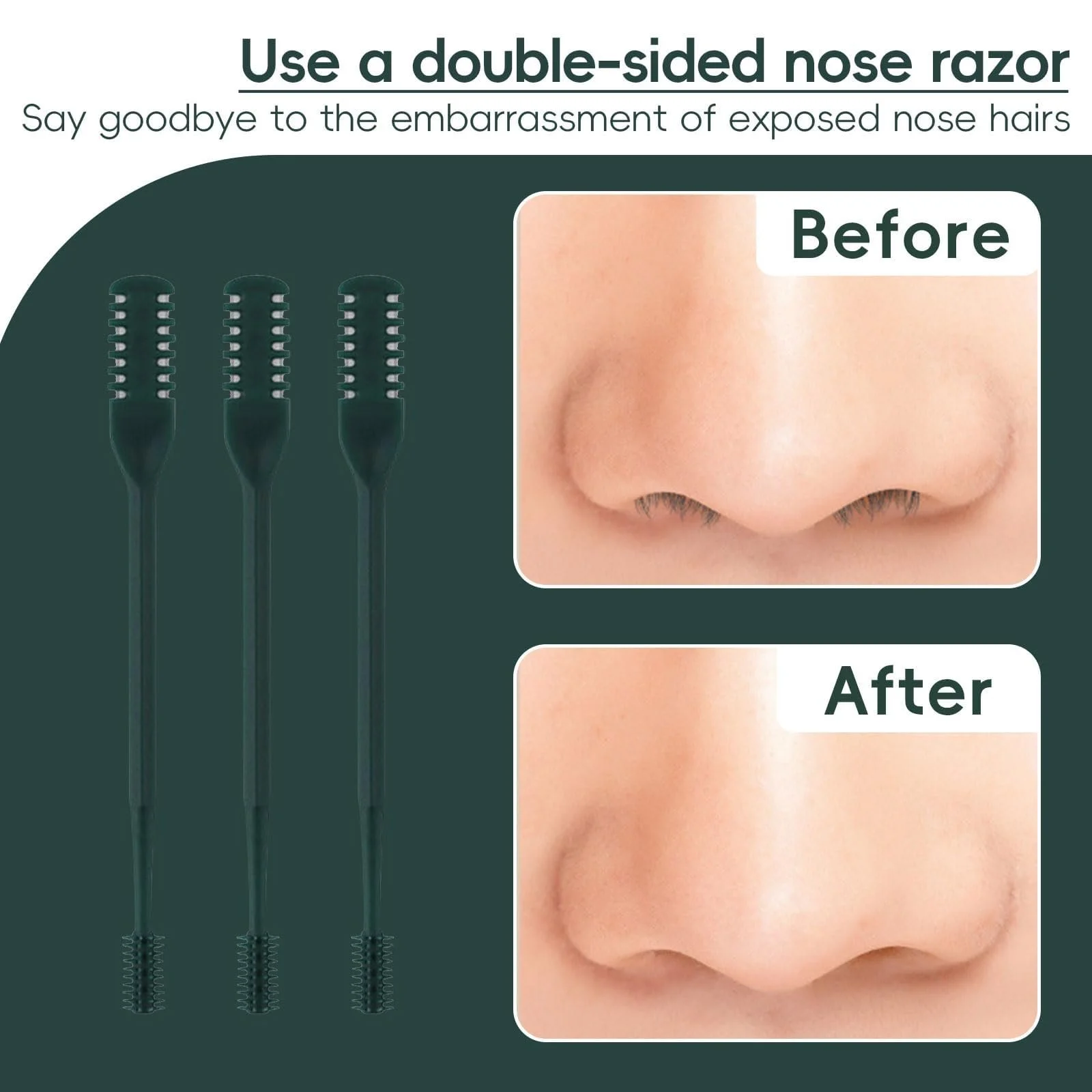 Тример для носа MMDOCO 2-в-1 2024 Ручний 360-градусний Зелений темний (3 штуки), фото №5