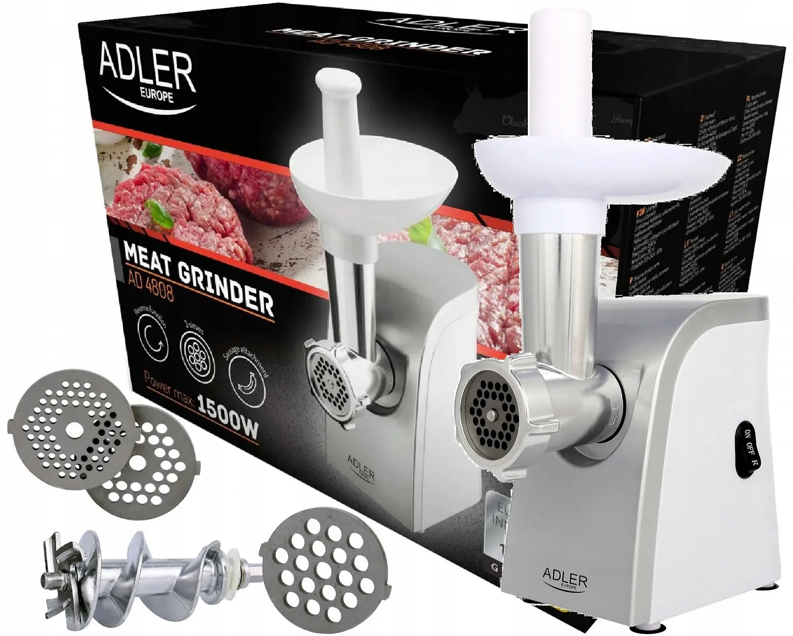 Мясорубка Adler AD 4808 350 W серая, фото №9 Мясорубка Adler AD 4808 350 W серая, фото №9
