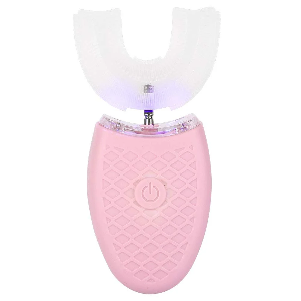 Электрическая зубная щетка U-образная для взрослых Автоматическая Отбеливание Blu-ray Розовая, фото №4