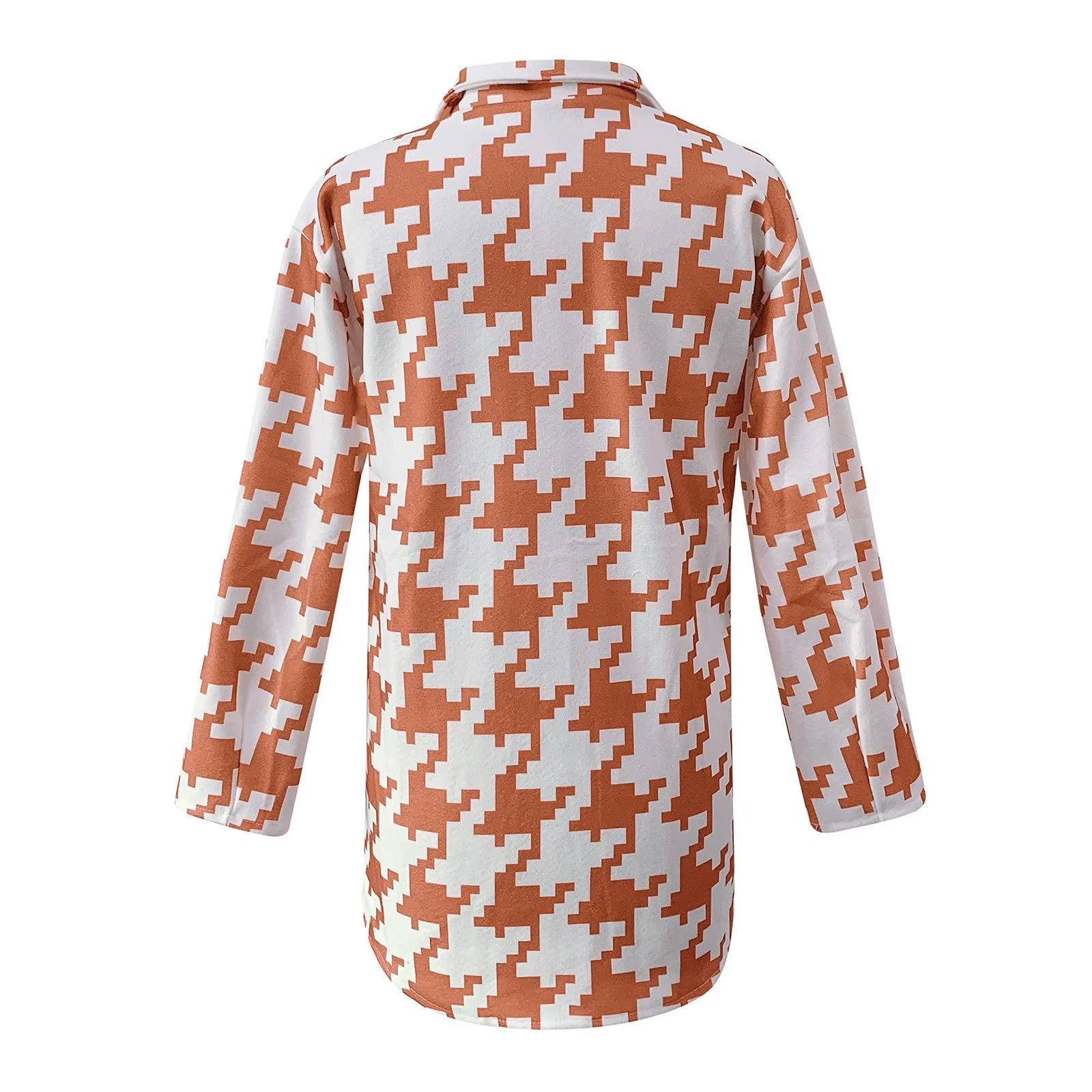 Пальто Зимове Жіноче Вільне Модне В кольорову гусячу лапку, довгий рукав, вовняний лацкан, на ґудзиках, фото №4 Пальто Зимове Жіноче Вільне Модне В кольорову гусячу лапку, довгий рукав, вовняний лацкан, на ґудзиках, фото №4