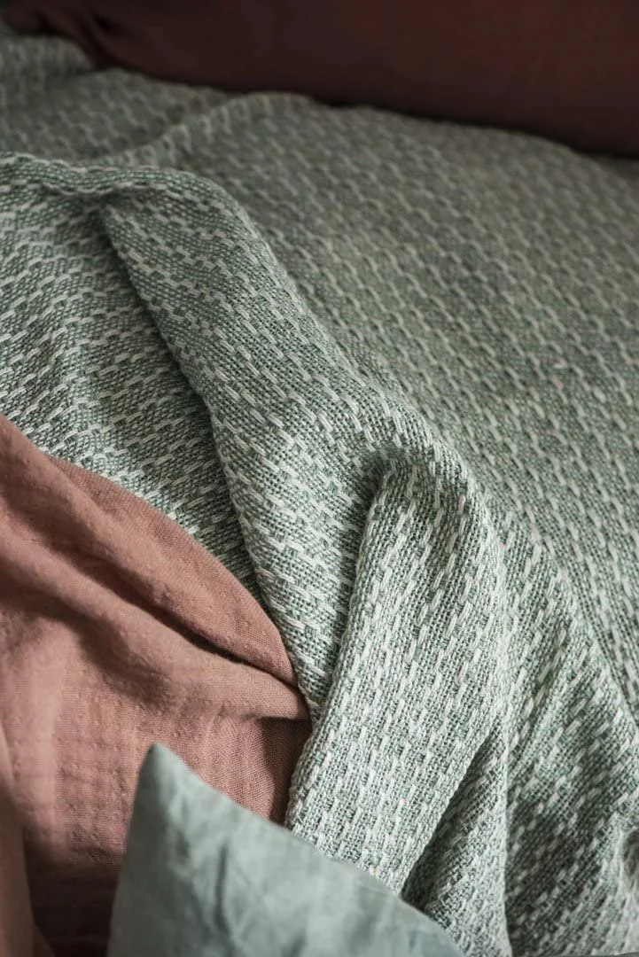 Плед IB Laursen Хлопок 160 x 130 см Кремовый / Зеленый узор, фото №2