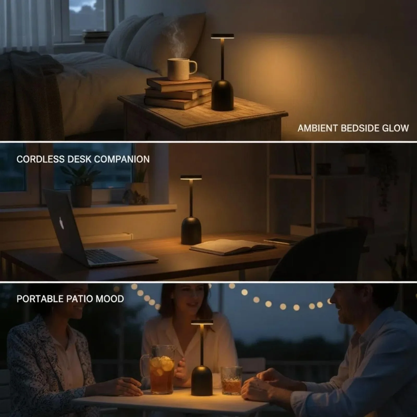 Настільна лампа LED Бездротова USB-C Акумуляторна 5200 мАг Сенсорна Металева 3 кольори світла, фото №6