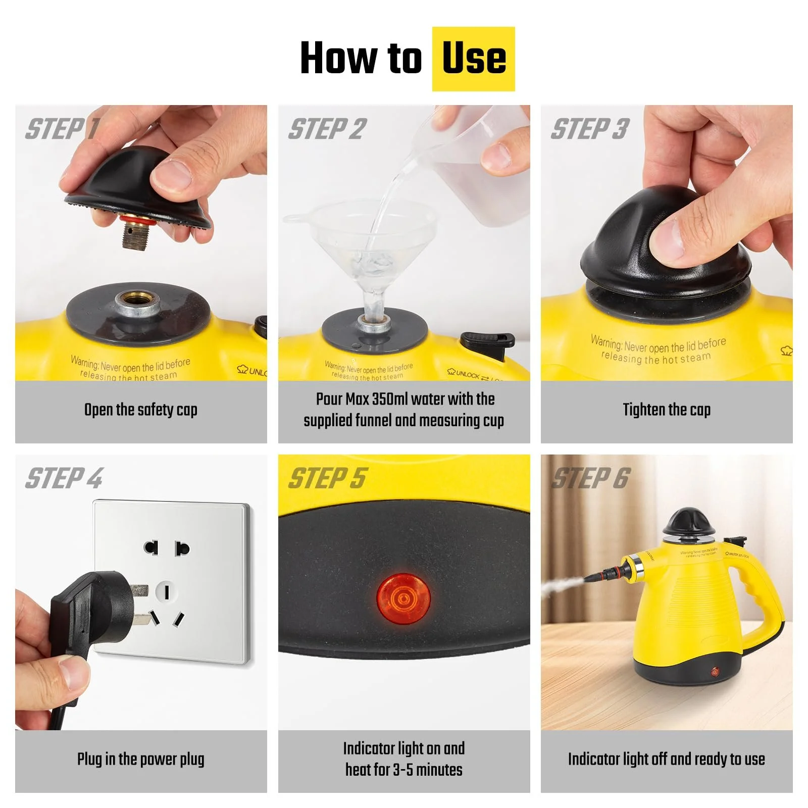 Пароочисник ручний Todeco 3,5 бар 450 мл з 8 аксесуарами, фото №6 Пароочисник ручний Todeco 3,5 бар 450 мл з 8 аксесуарами, фото №6