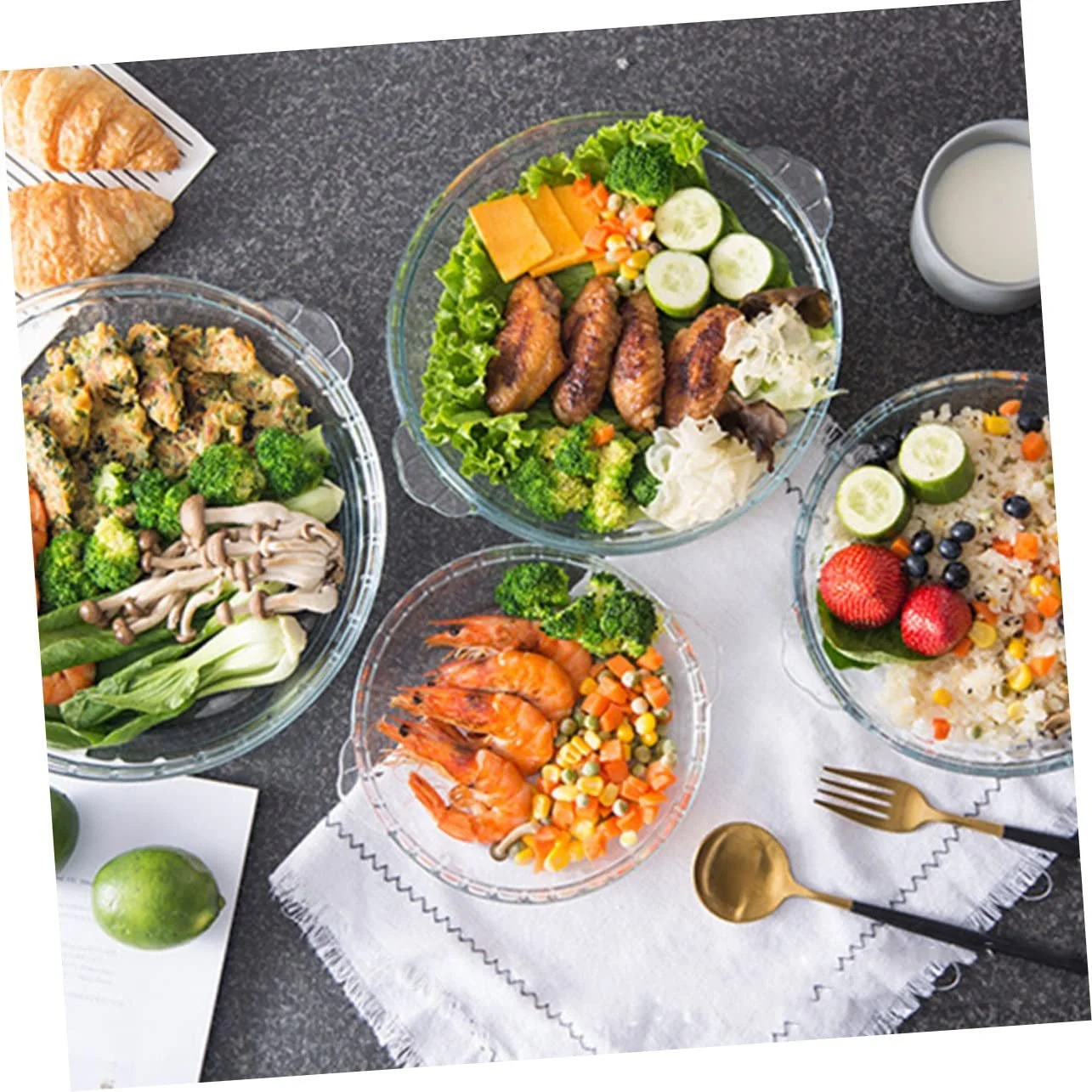 Деко скляне GALPADA для мікрохвильової печі жаростійке прозоре, фото №4