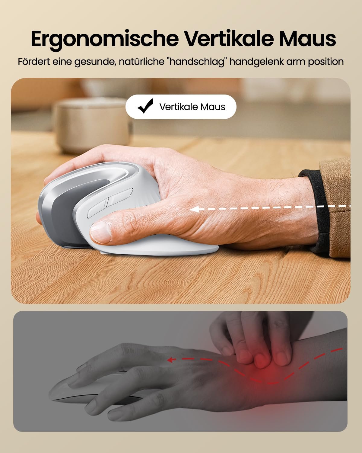 Миша ProtoArc EM11 NL Бездротова вертикальна ергономічна з 3 пристроями (Bluetooth + Bluetooth + USB), фото №2