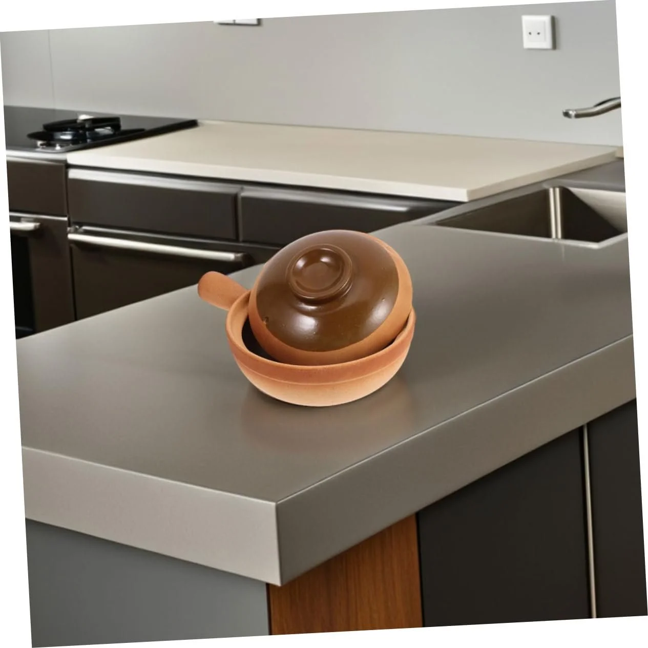 Ківш BESTYASH з кришкою глиняний для здорового приготування, фото №4