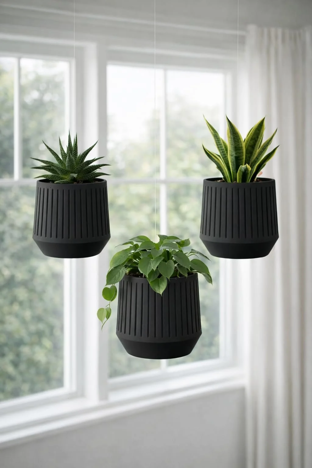 Підвісний кошик сучасний з невидимим підвісом регульований за висотою зі знімним піддоном Black Small, фото №4