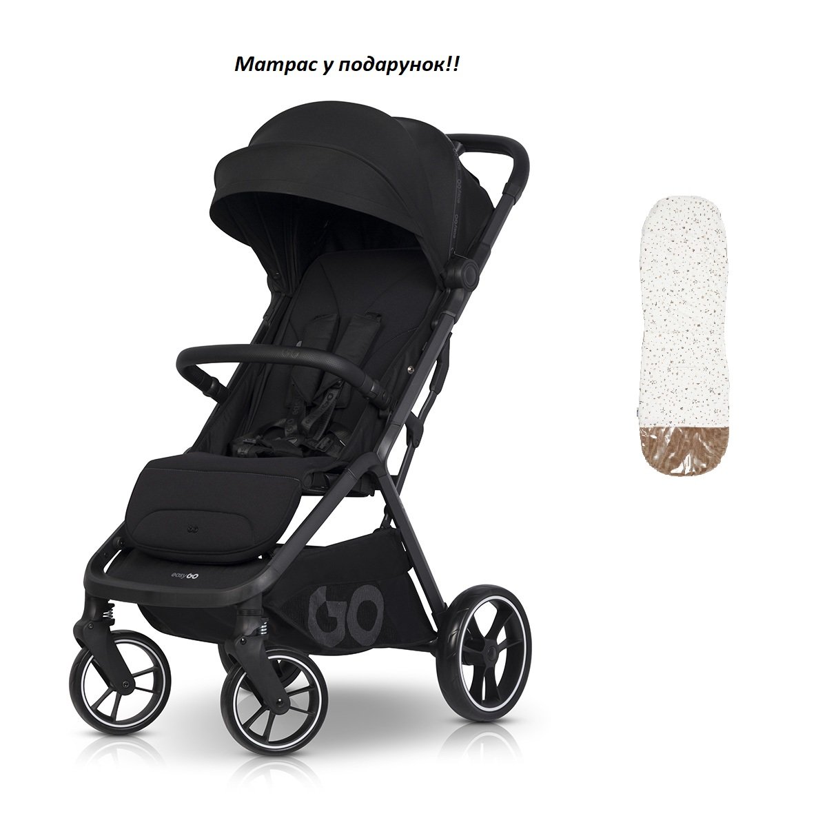 Коляска прогулочная + МАТРАС в подарок EasyGo Zoya черная, фото №1