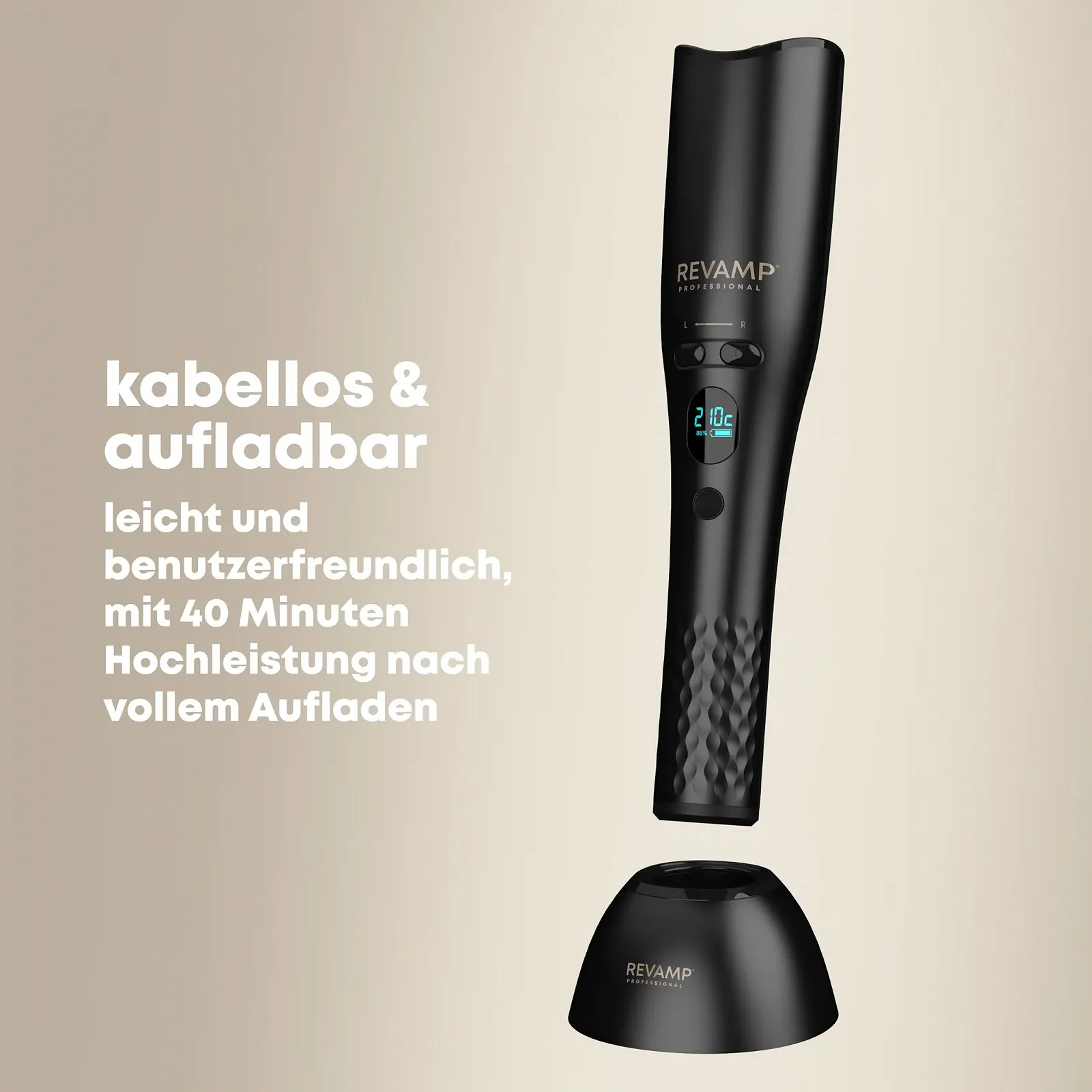 Беспроводная автоматическая плойка REVAMP iGEN Hollywood Curl вращающаяся 150-210 °C Керамика Ионизация, фото №5 Беспроводная автоматическая плойка REVAMP iGEN Hollywood Curl вращающаяся 150-210 °C Керамика Ионизация, фото №5