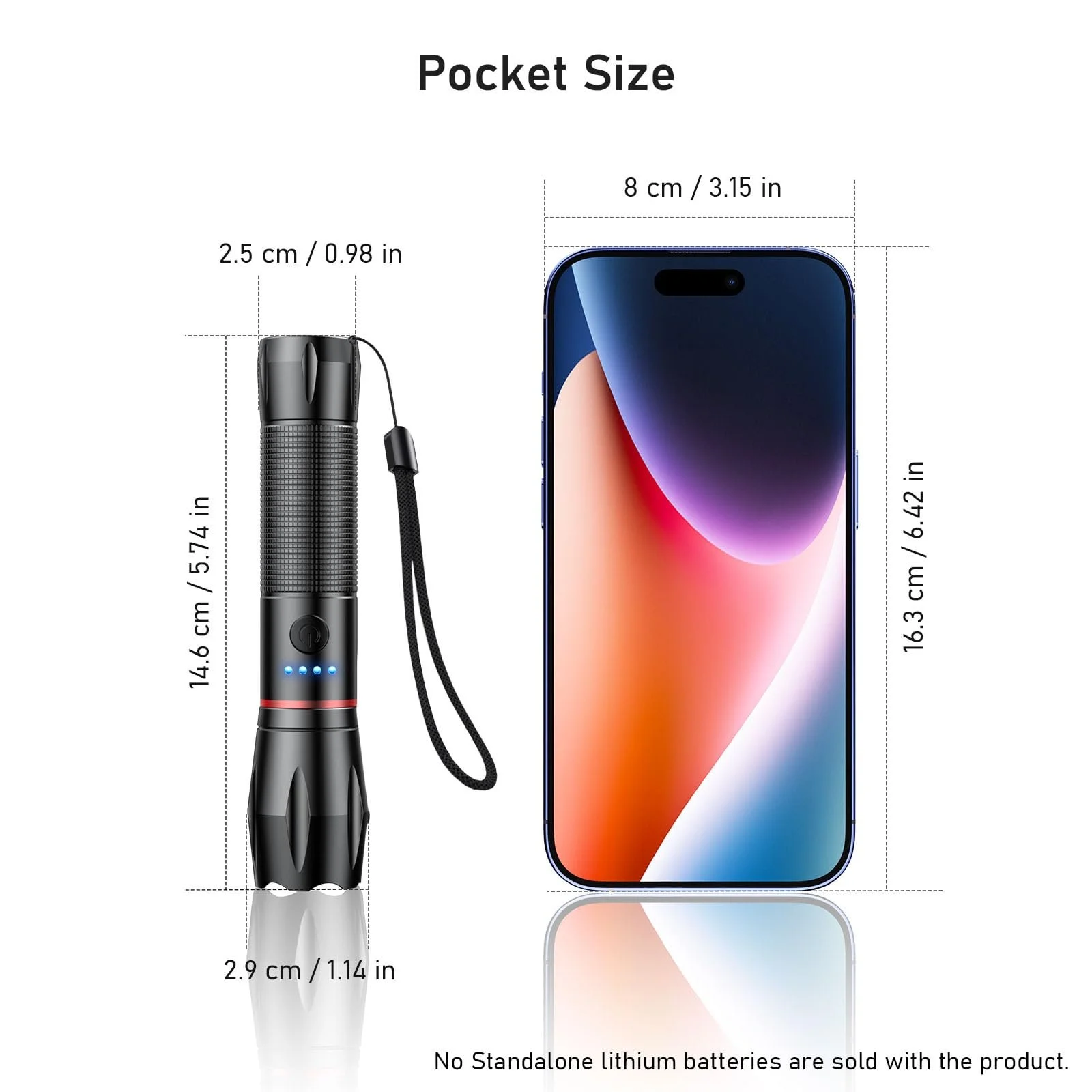 LED ліхтар Blukar, 2000 люмен, масштабований, 5 режимів освітлення, IPX6 водонепроникний для кемпінгу, походів, риболовлі, надзвичайних ситуацій, фото №6