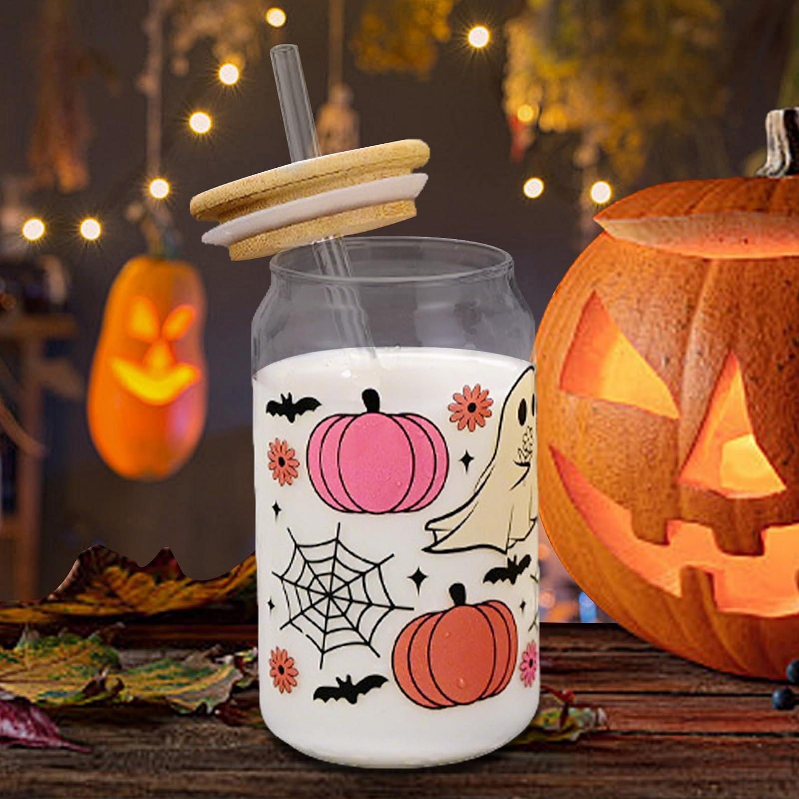 Хелловін Кружка з кришкою та соломинкою для дітей - Скляна, 400 мл, фото №3