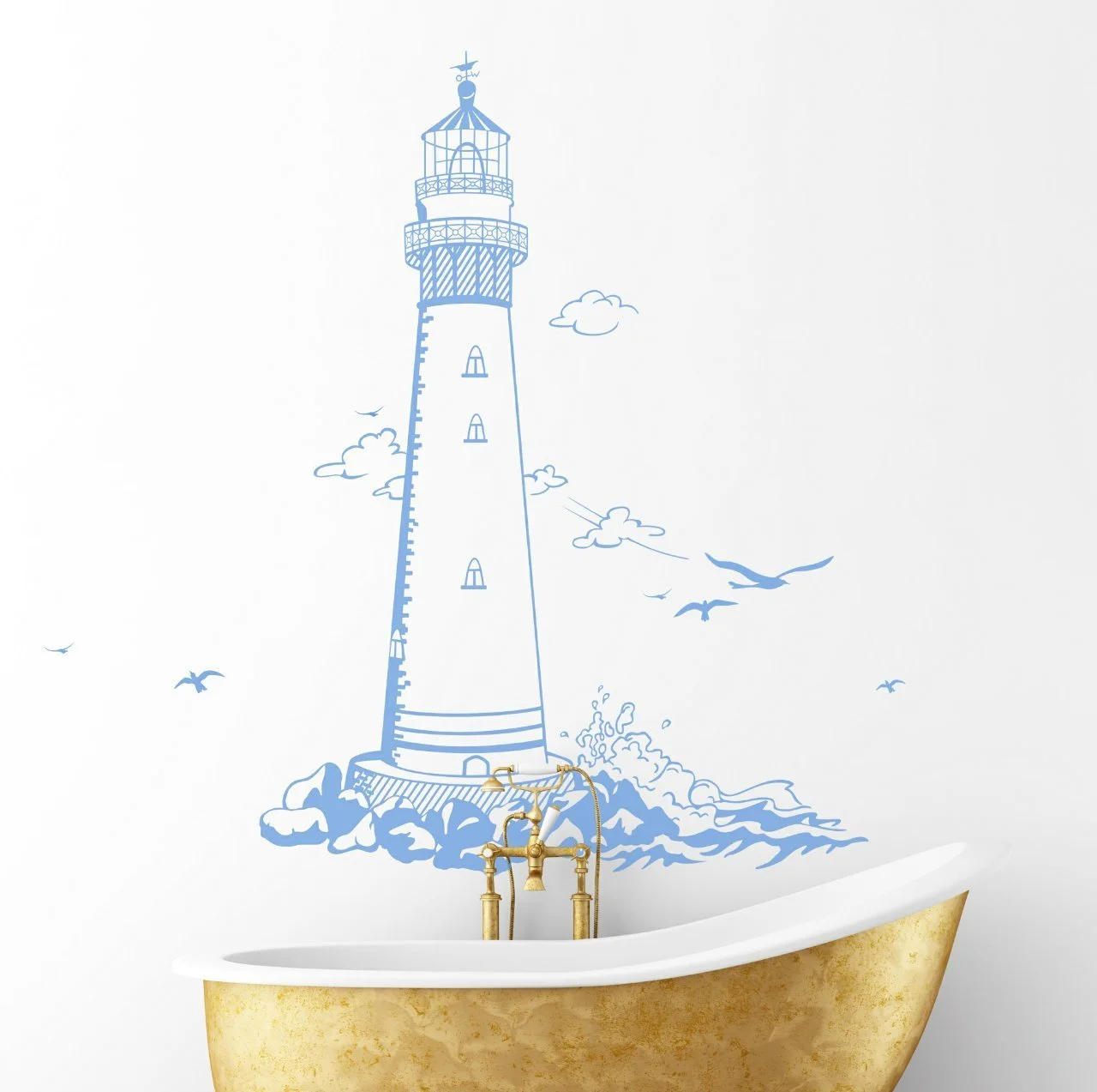 Наклейка на стіну M1465 Lighthouse Sea Maritime 72 x 100 см Light Blue, фото №5 Наклейка на стіну M1465 Lighthouse Sea Maritime 72 x 100 см Light Blue, фото №5