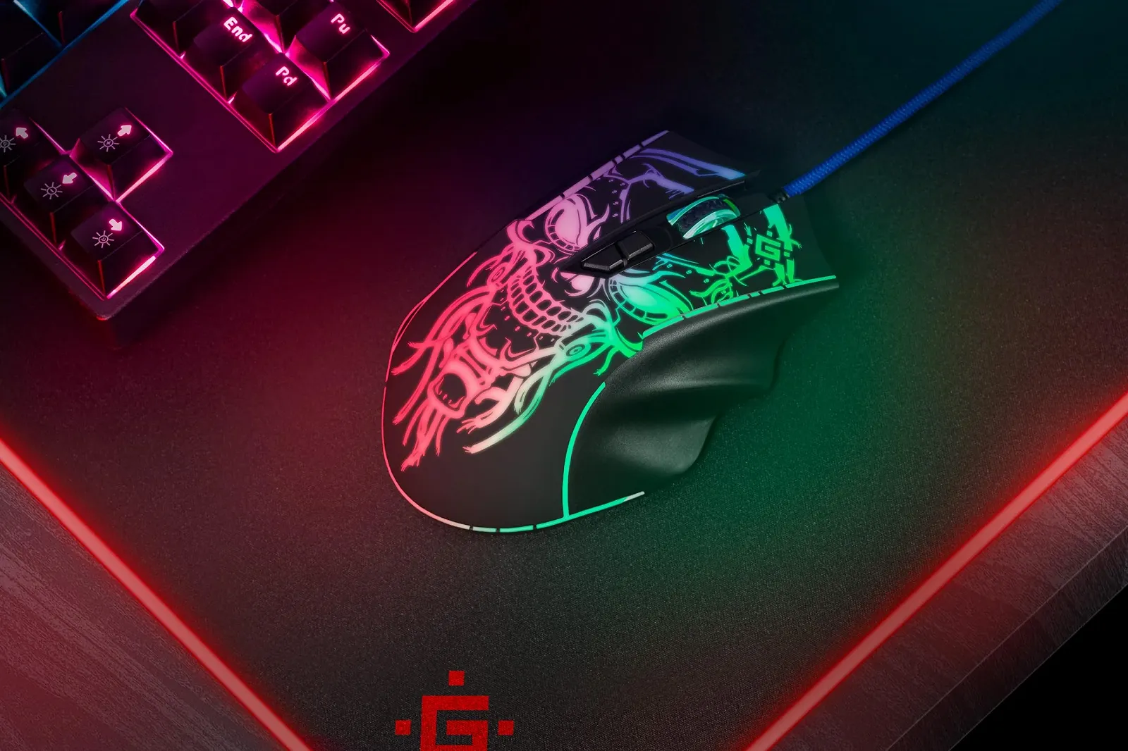 Миша ігрова Defender Bulletstorm GM-928 дротова, ергономічна, з оптичним сенсором, 7 кнопок, 4 режими DPI, багатокольорове підсвічування, Soft Touch корпус, чорна, фото №5