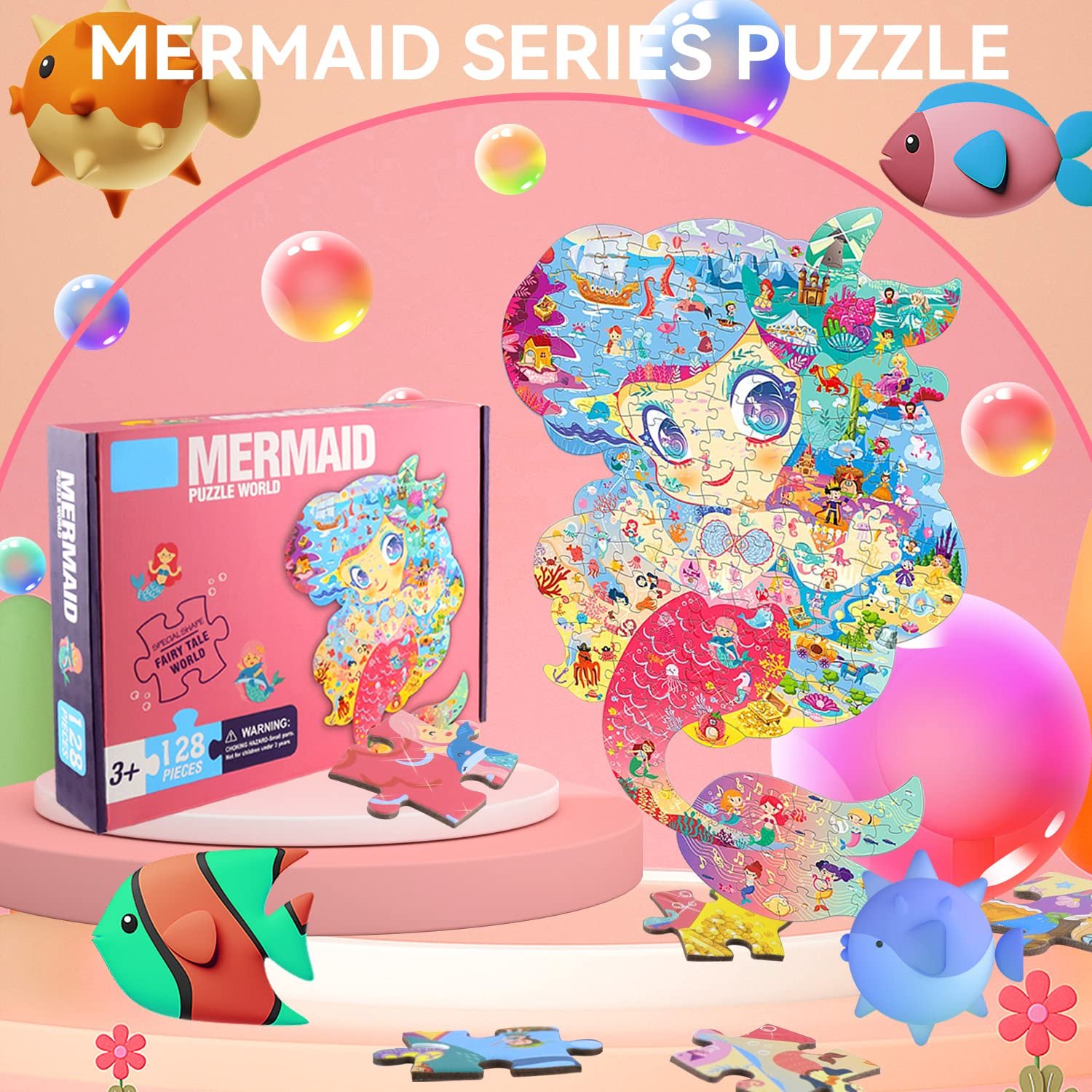 Пазл Русалочка 128 элементов Мини-пазл Игры Океан Монтессори от 3 до 9 лет, фото №5
