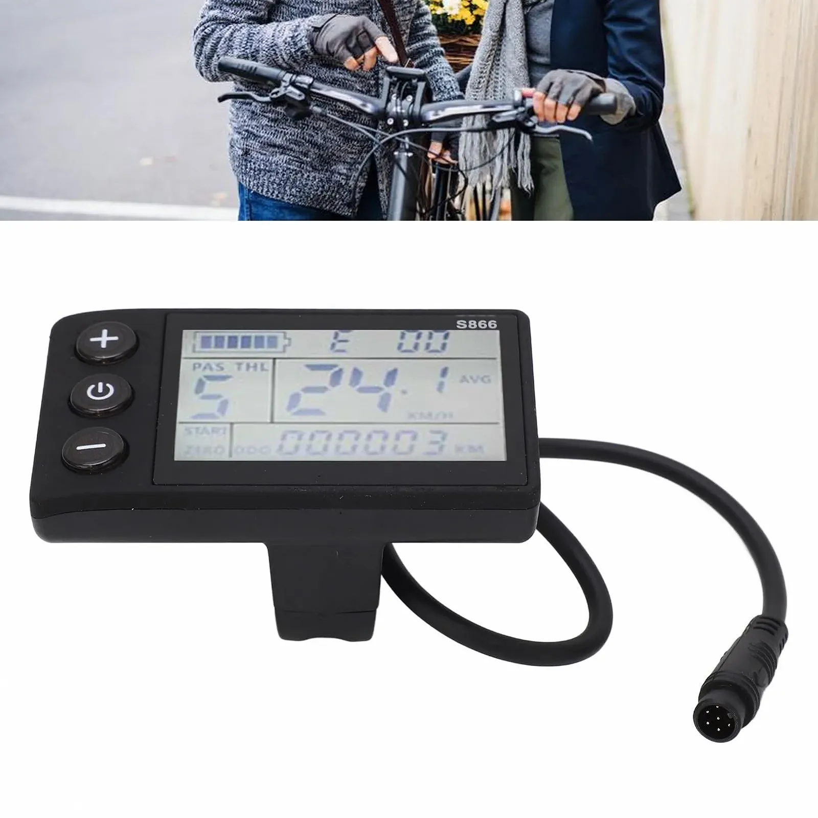 LCD-дисплей для электровелосипеда Waterproof 6P Connector для горных велосипедов 24В-60В IP65 22.2 мм ABS, фото №8