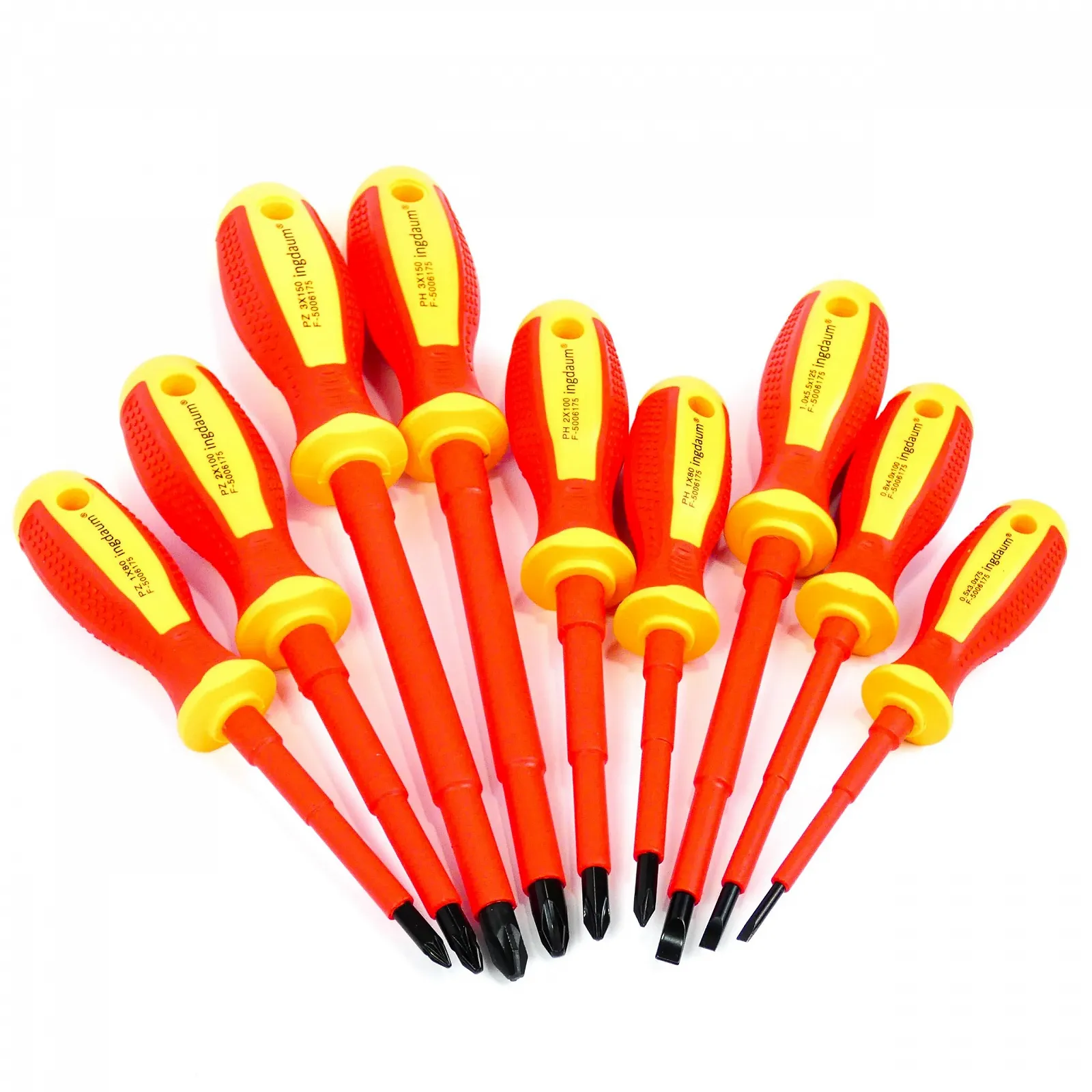 Набір викруток ingdaum VDE 9 шт. ізольовані 1000V Slotted PH PZ, фото №5
