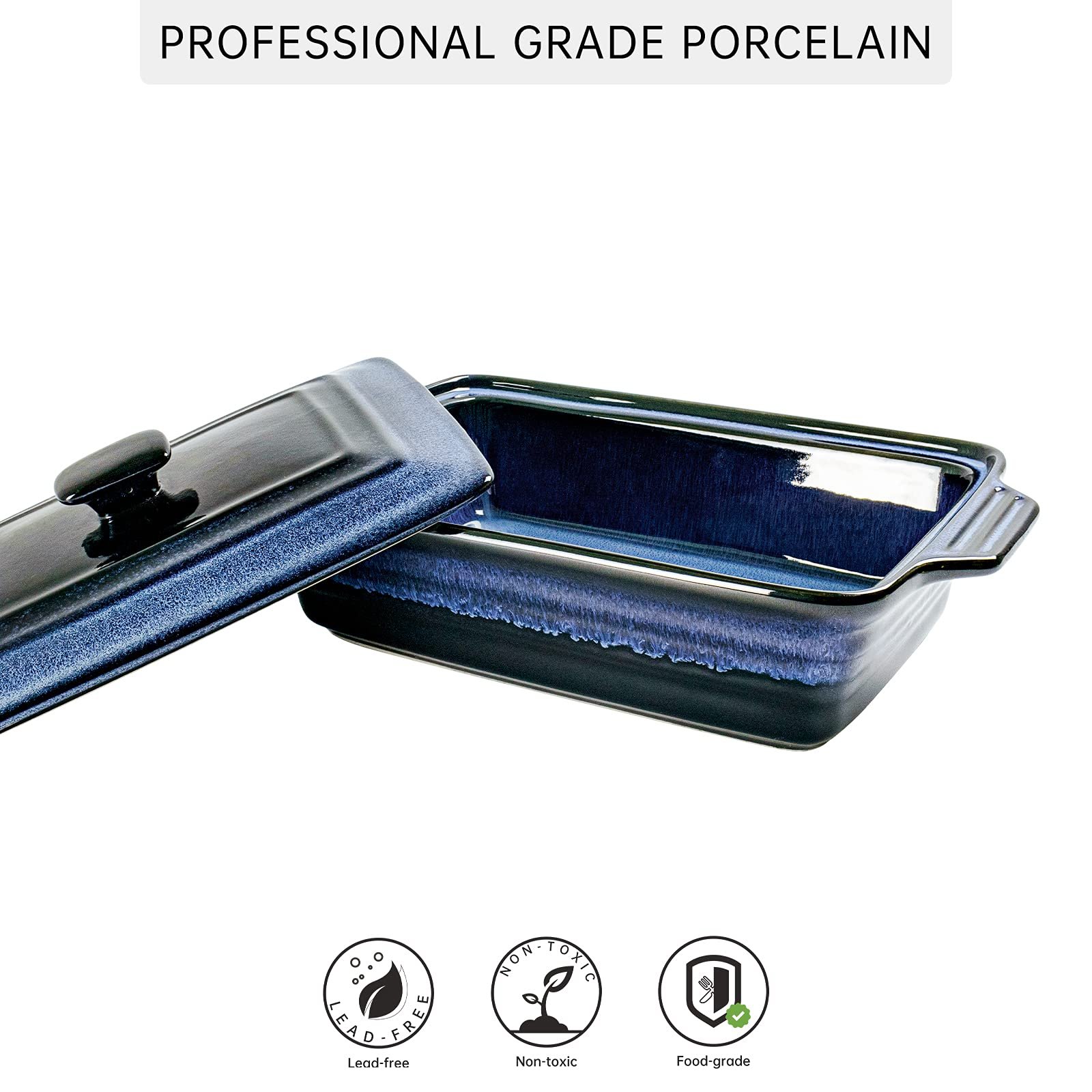 Керамическая форма для запекания UNICASA прямоугольная с крышкой 39 x 24 x 9 см 3000 мл, фото №4