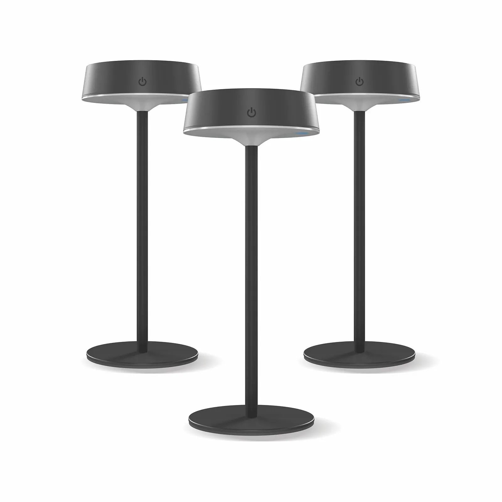 Настільна лампа CALEX Serino Solar, набір з 3 шт., бездротові LED лампи, акумуляторна, сенсорне управління, з регулюванням яскравості, чорна, фото №1