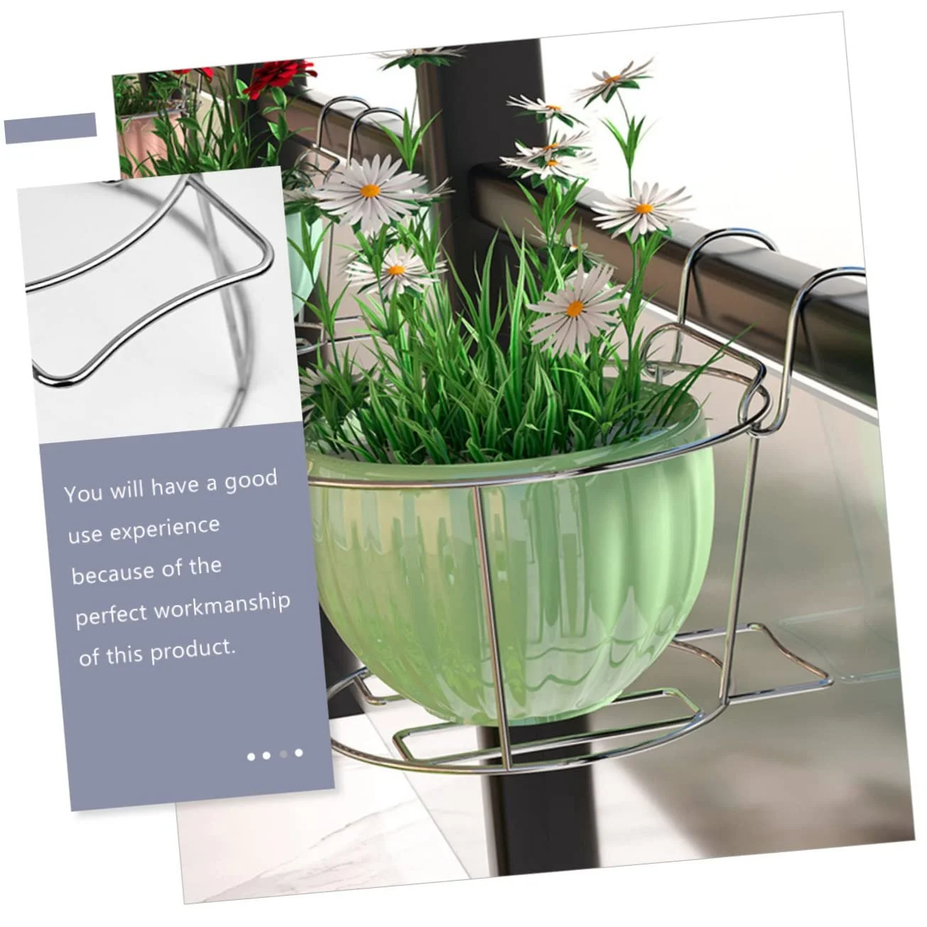 Підставка для квітів HEMOTON настінна нержавіюча сталь Сріблястий, фото №8 Підставка для квітів HEMOTON настінна нержавіюча сталь Сріблястий, фото №8