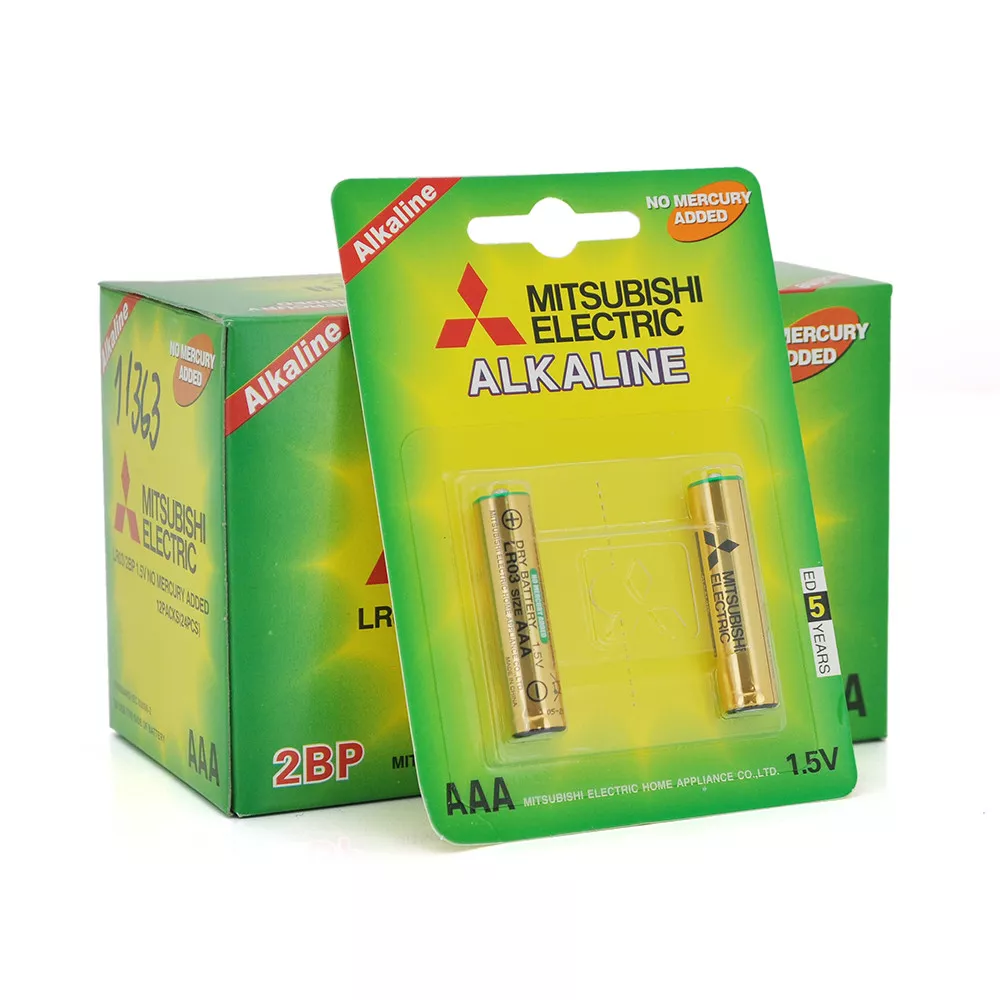 Батарея алкальна MITSUBISHI 1.5V AAA/LR03, 2pcs/card, 24pcs/inner box 288pcs/ctn, фото №1