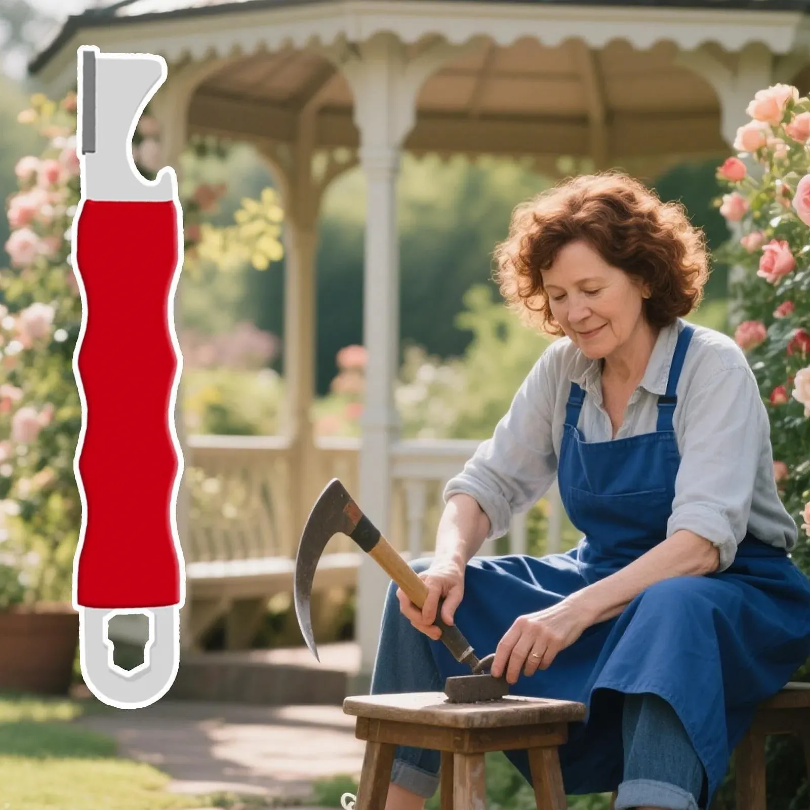 Точилка для садовых инструментов и кухонных ножей Garten-Küchen-Gerät с отверткой и открывалкой для бутылок антискользящая, фото №3