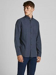 Рубашка Jack&Jones CLASSIC HEATHER L/S STS 12189760 Slim Fit Темно-синий L - Фото 1