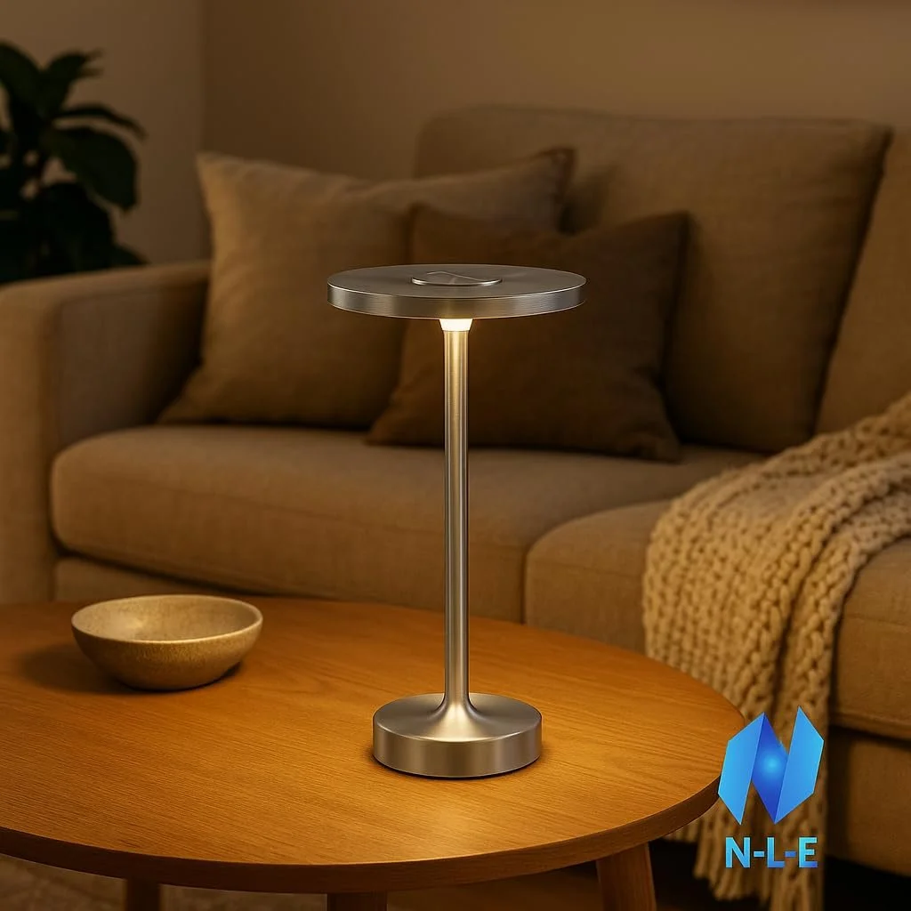 Настільна лампа N-L-E світлодіодна бездротова 5200 mAh срібляста, фото №6