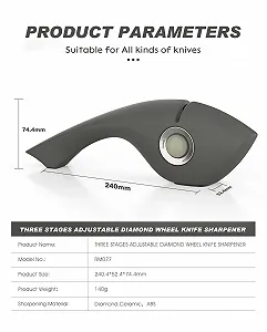 Точило для ножів Erised Bifrost ручна алмазна 3-рівнева 140 г з нековзною основою synthetic.ua - Фото 1