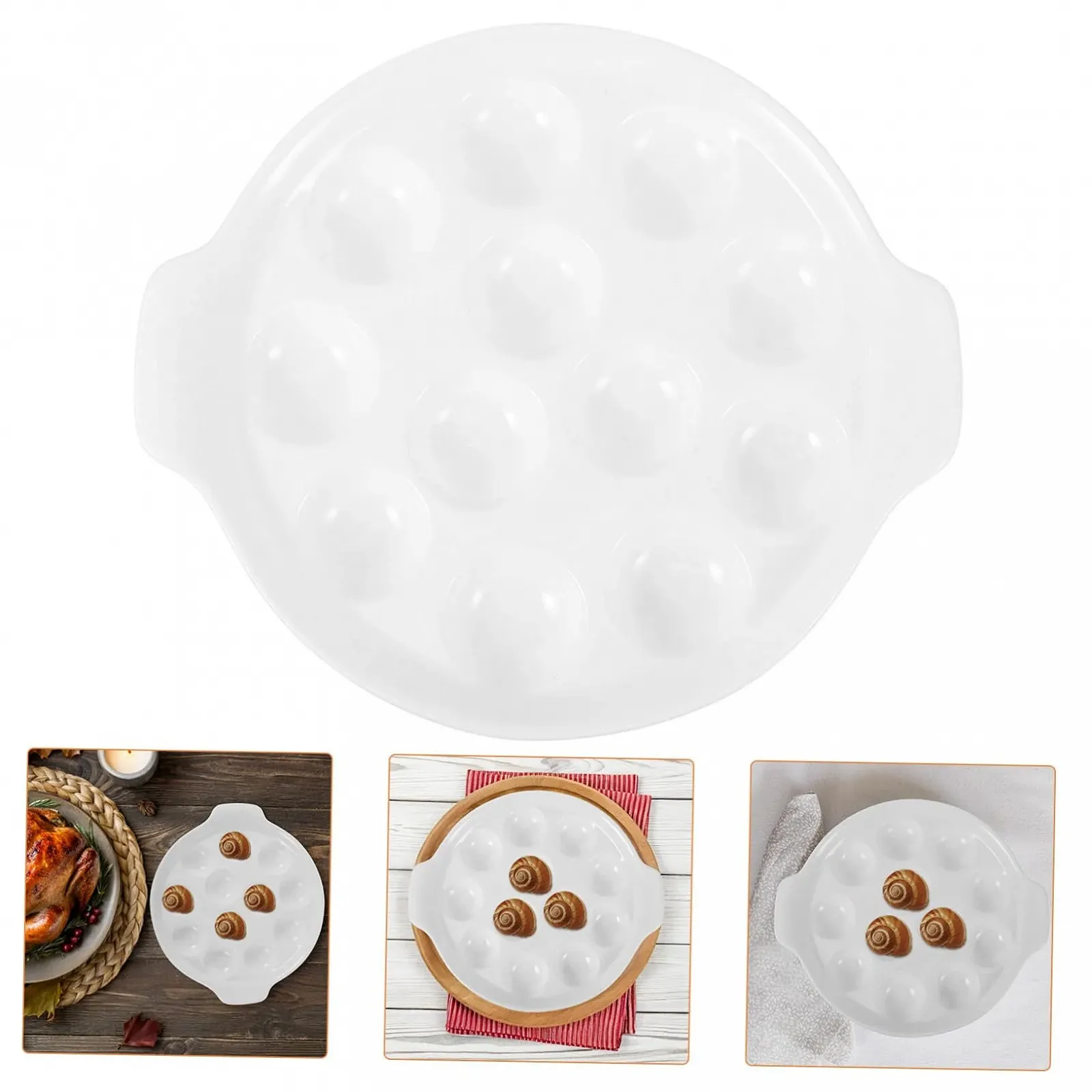 Форма для запекания улиток BESTYASH керамическая с ячейками и ручками, белая, фото №8 Форма для запекания улиток BESTYASH керамическая с ячейками и ручками, белая, фото №8