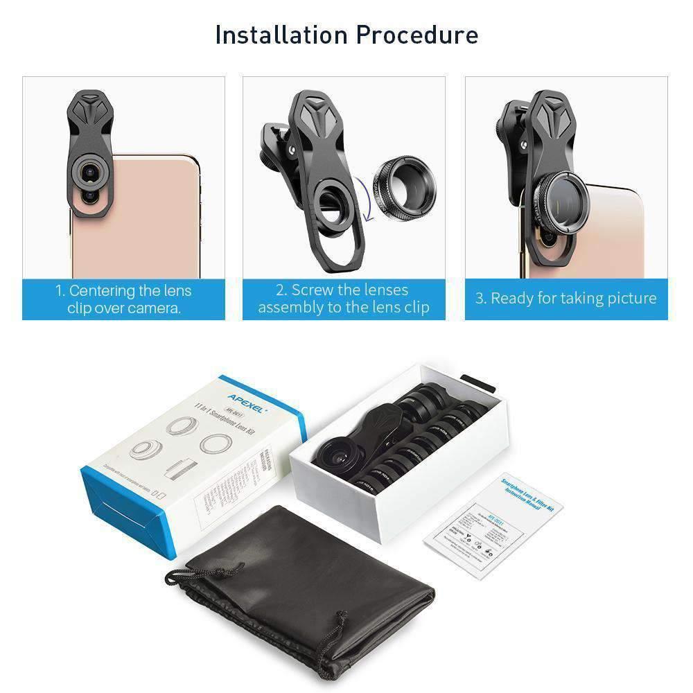 Набор фильтров и объективов для смартфона 11в1 Apexel APL-DG11, фото №4