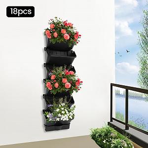 Набір кашпо з автовідливом для вертикального озеленення Black 100 x 100 x 14 см synthetic.ua - Фото 1